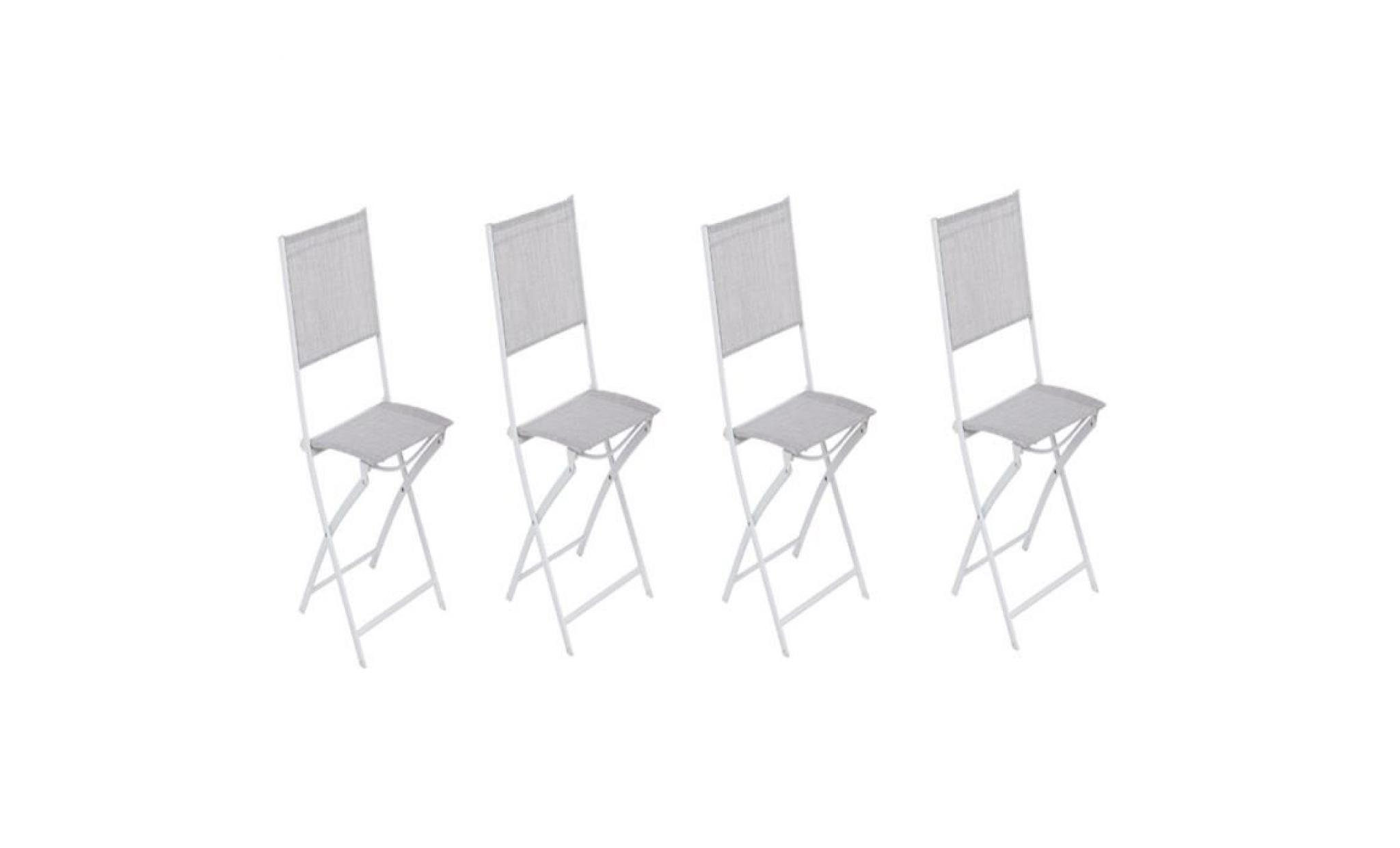 lot de 4 chaises pliantes léo gris chiné, 52 x 46 x 85 cm