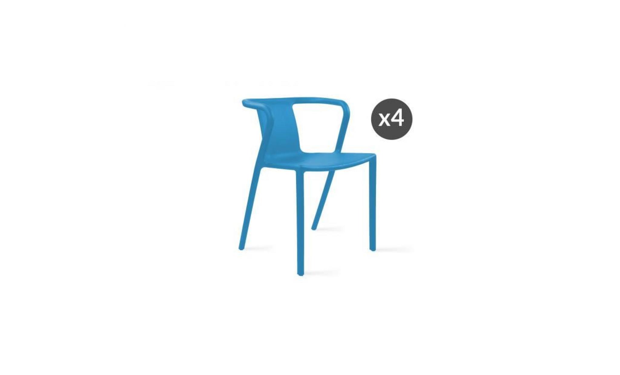 lot de 4 fauteuil de jardin design en plastique bleu