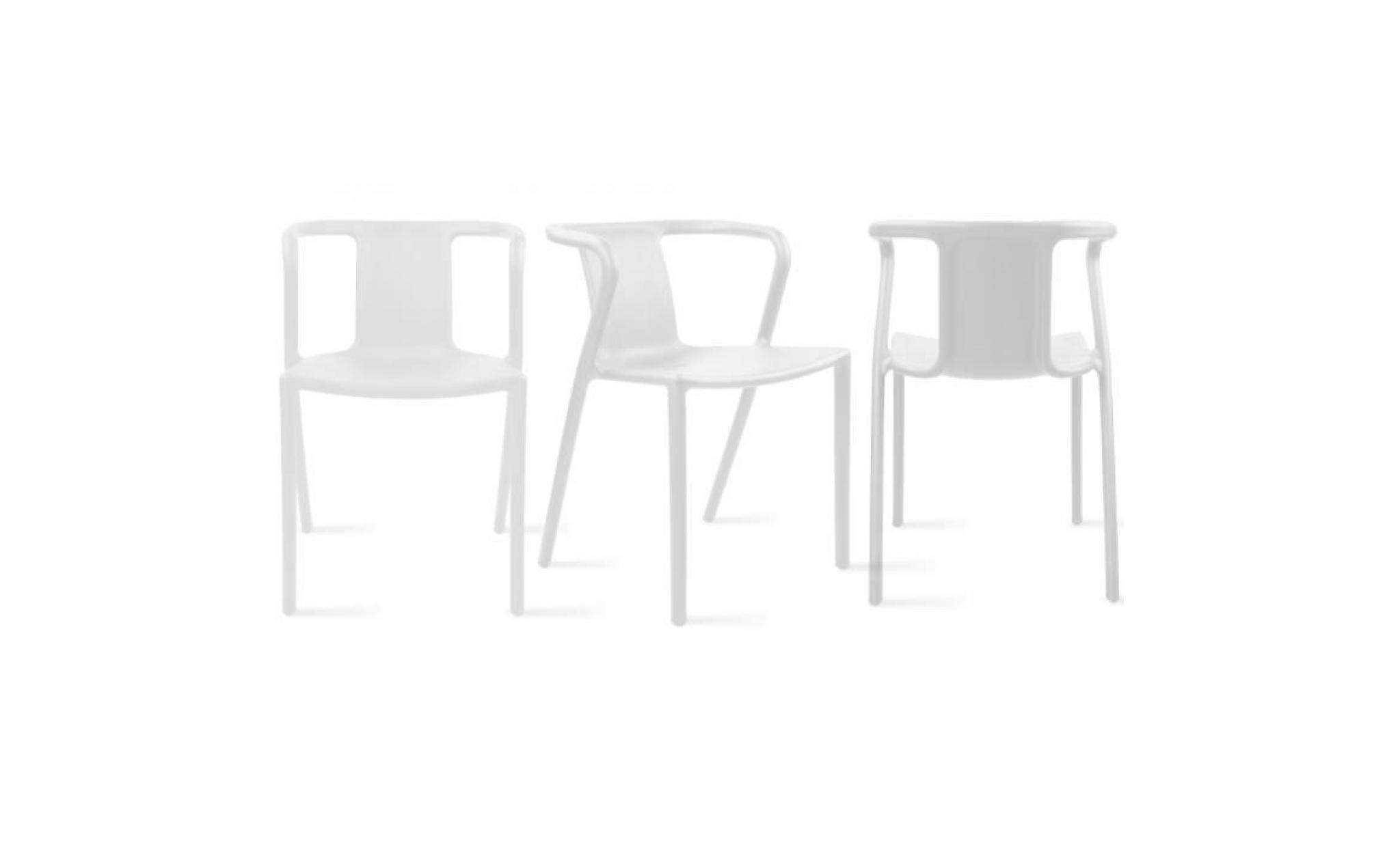 lot de 4 fauteuil de jardin design en plastique blanc pas cher