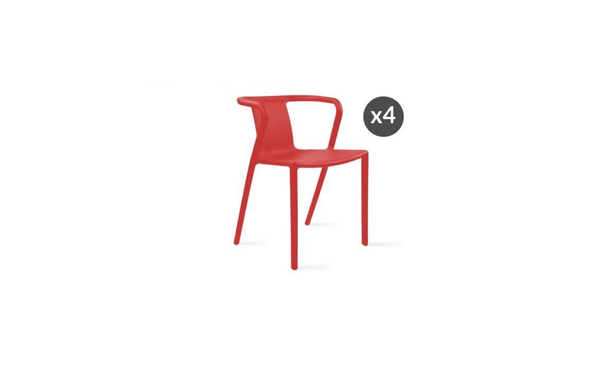 lot de 4 fauteuil de jardin design en plastique rouge
