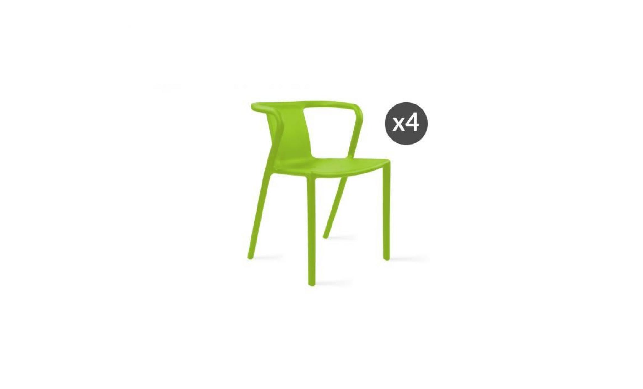 lot de 4 fauteuil de jardin design en plastique vert