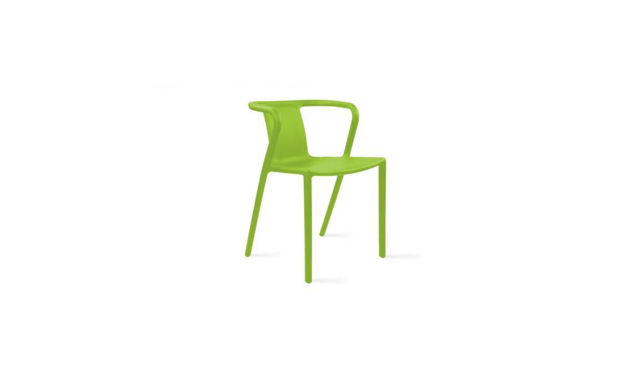 lot de 4 fauteuil de jardin design en plastique vert pas cher