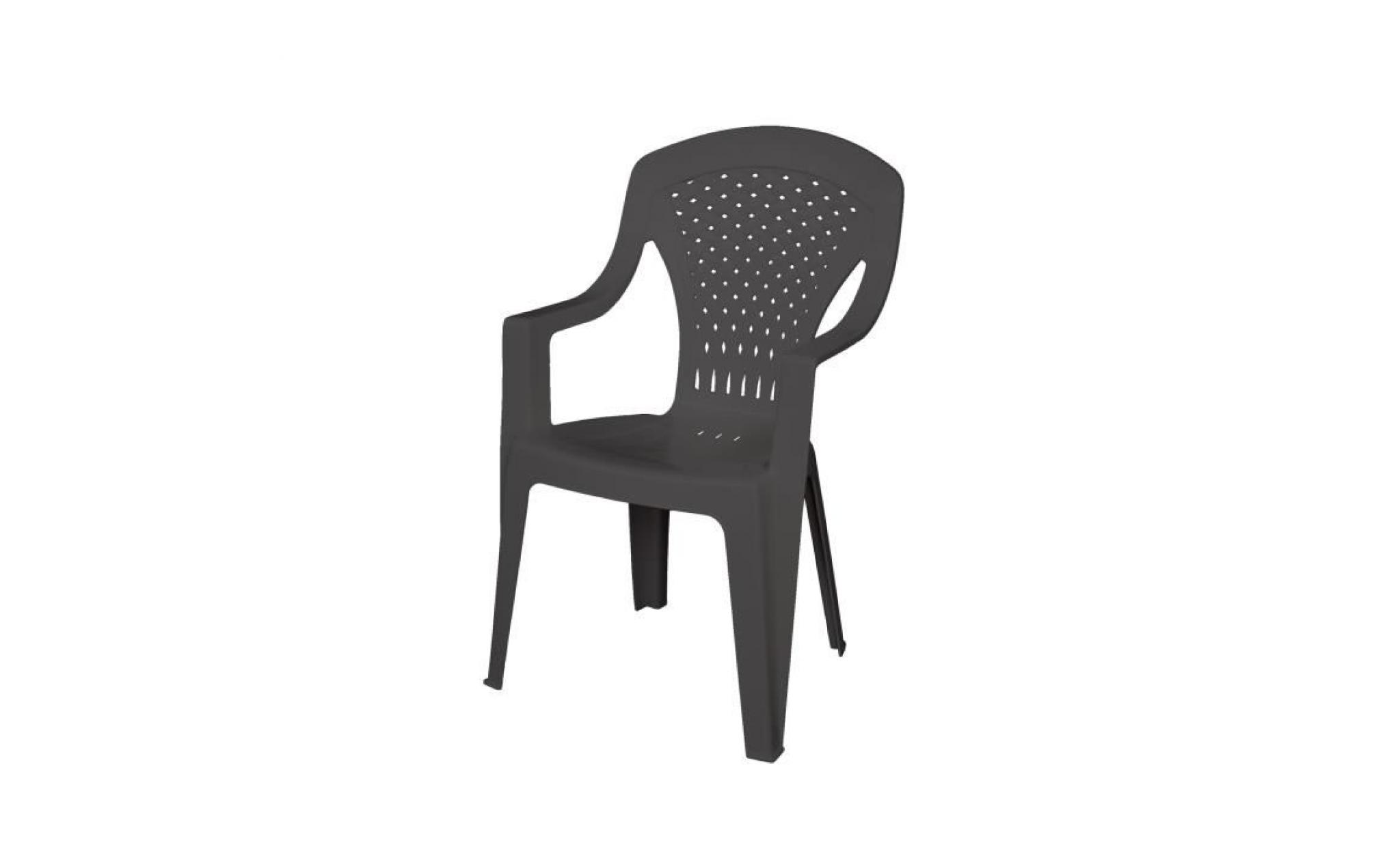 lot de 4 fauteuils de jardin monobloc empilable capri   56 x 58 x 90 cm   gris anthracite