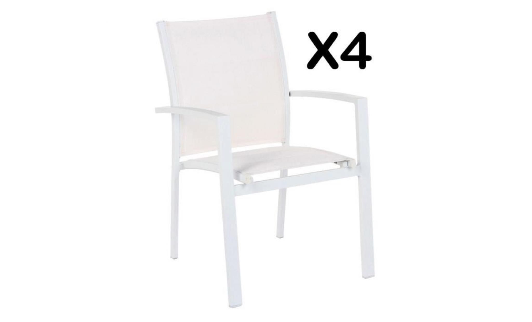lot de 4 fauteuils empilable alisea blanc, 58 x 59 x 90 cm