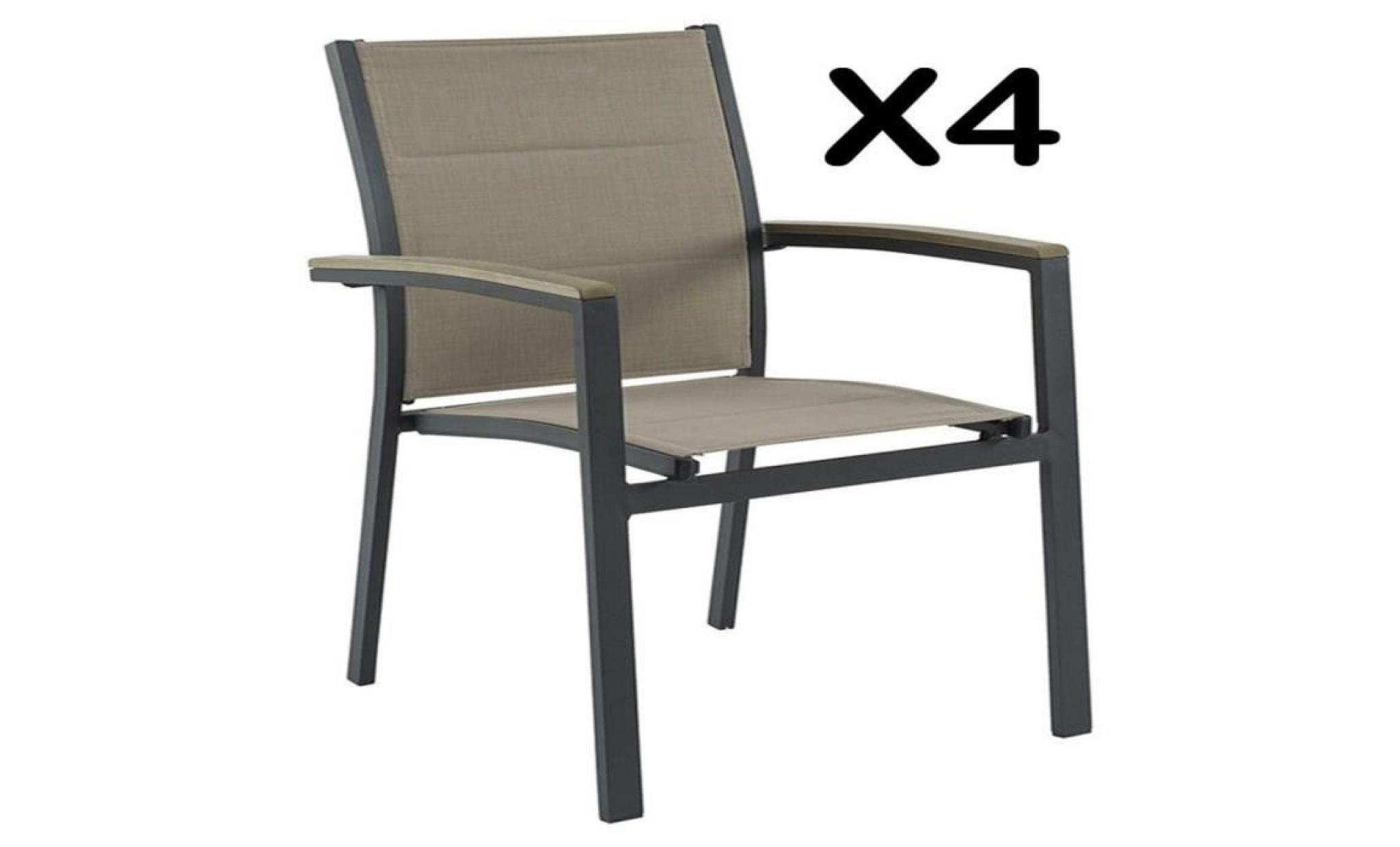 lot de 4 fauteuils empilable alisea mastic    dim : 57 x 56 x 90 cm