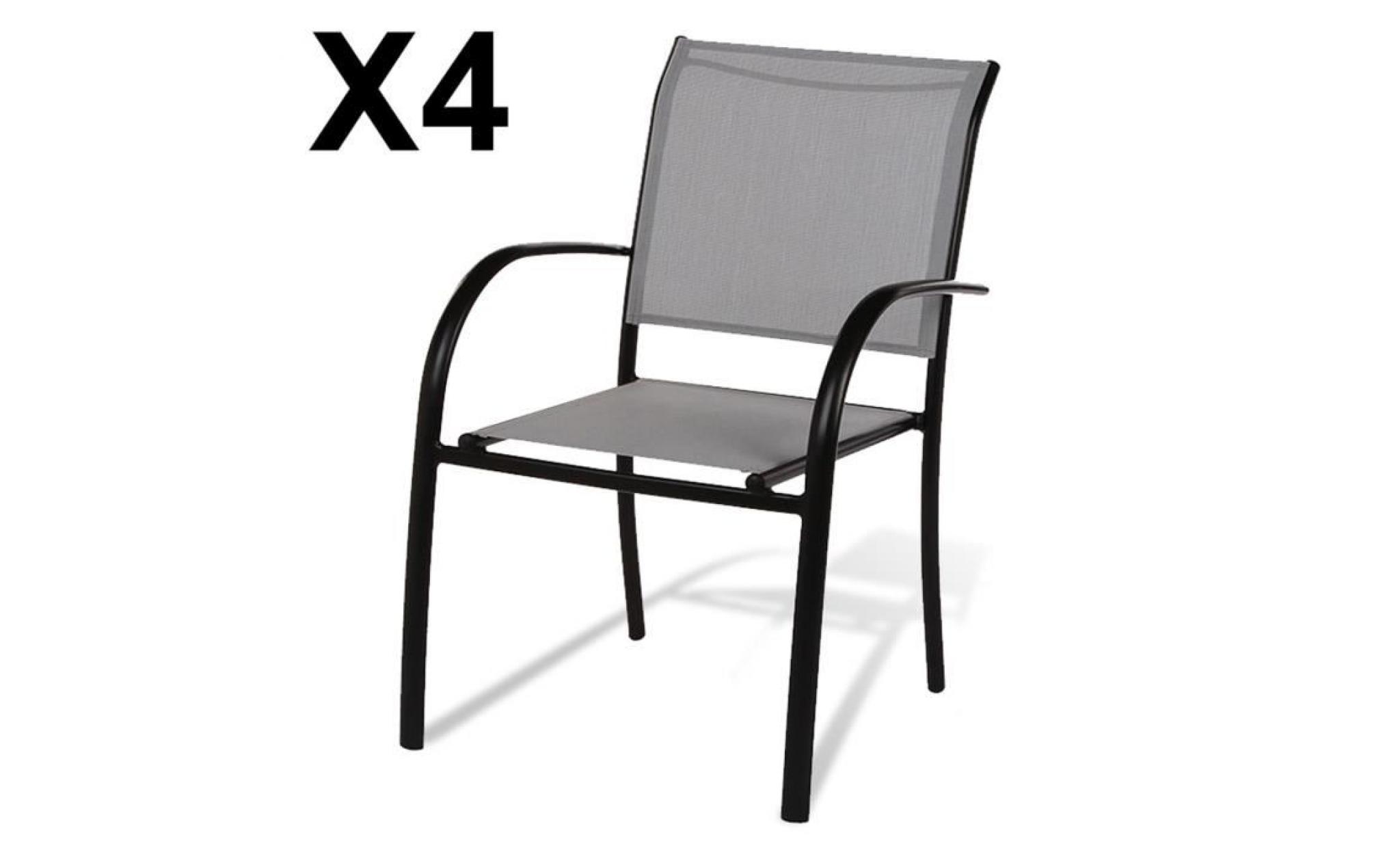 lot de 4 fauteuils empilable anita gris, 65 x 56 x 86 cm