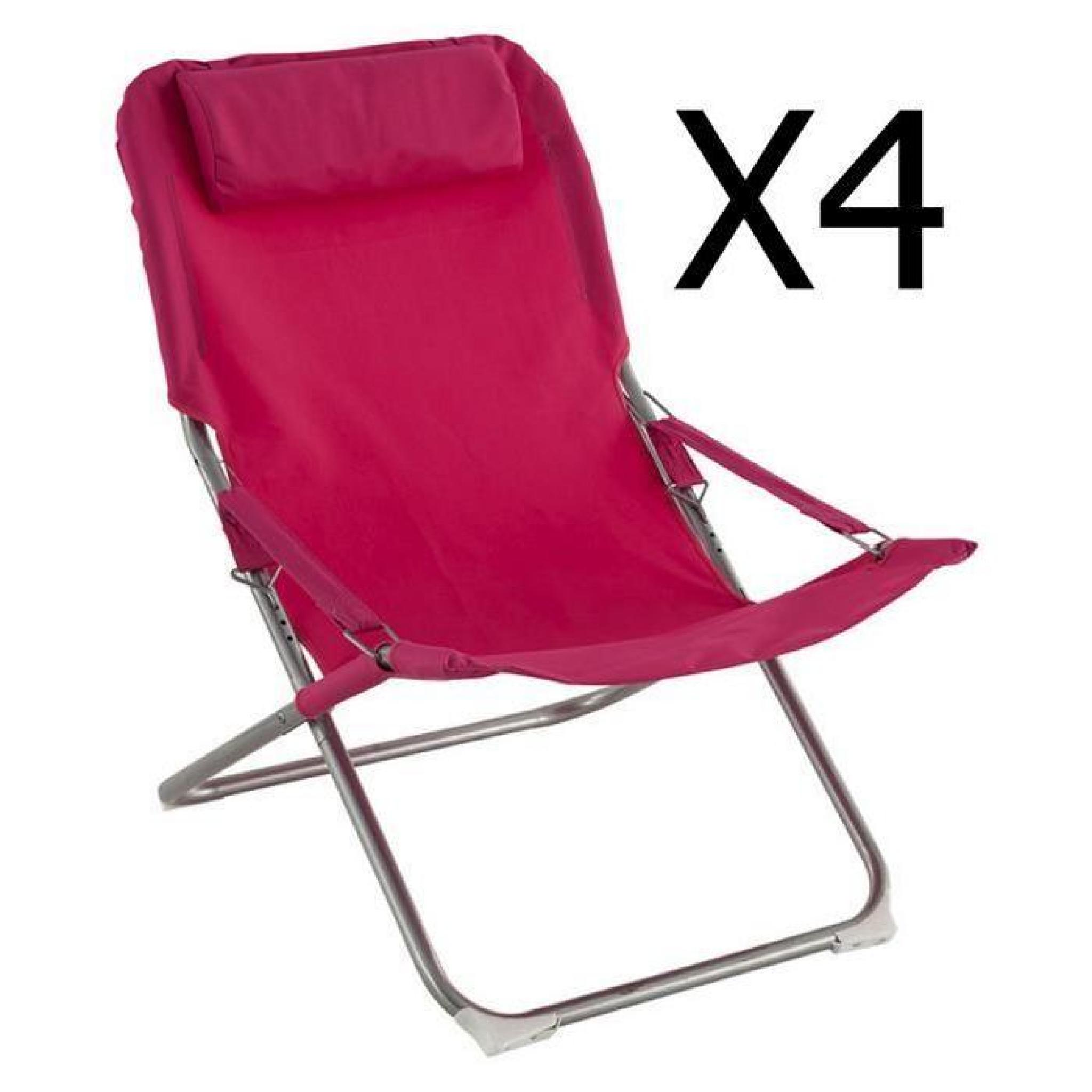 Lot de 4 fauteuils relax coloris Framboise - Dim : L.73 x P.64 x H.83 cm