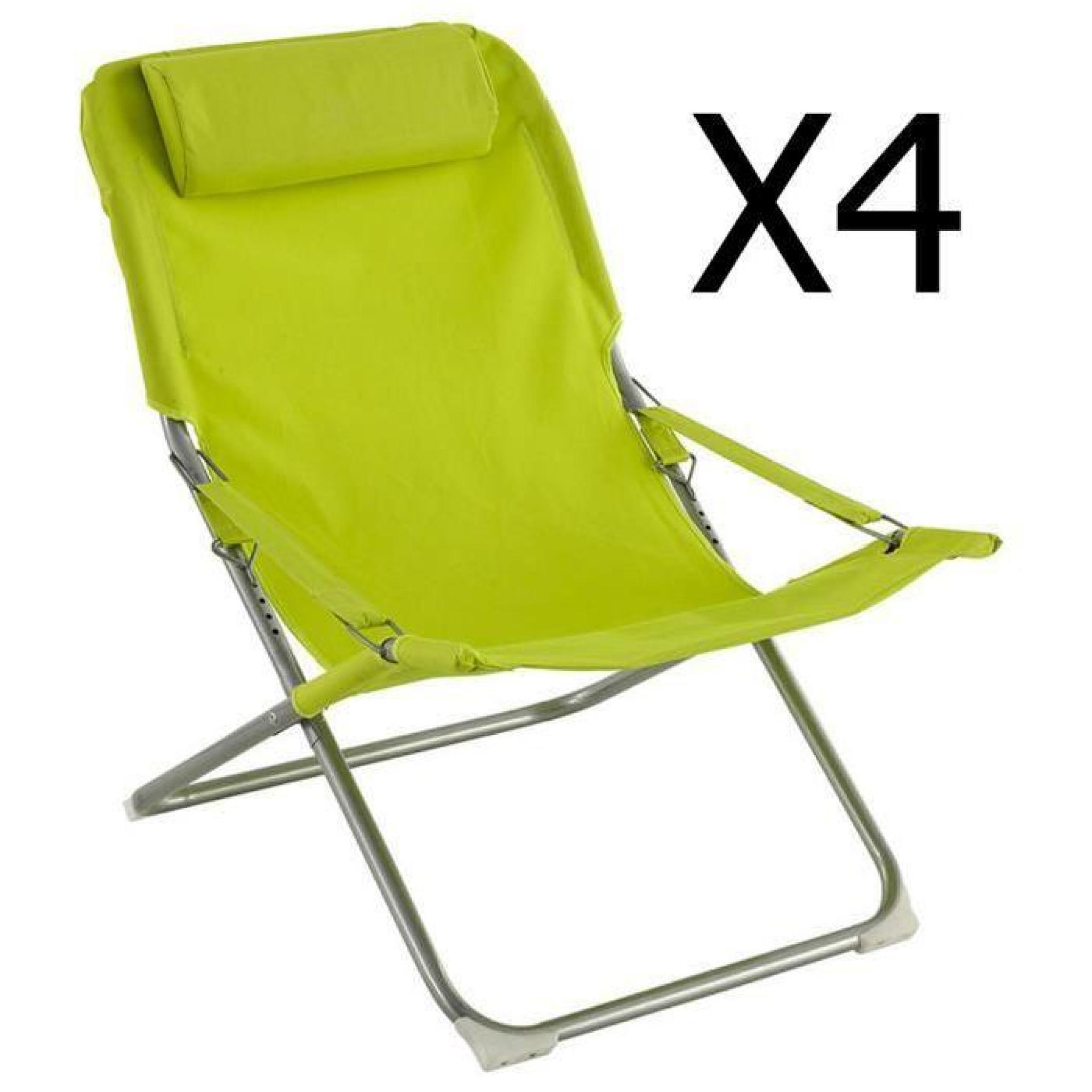 Lot de 4 fauteuils relax coloris Granny - Dim :  L.73 x P.64 x H.83 cm