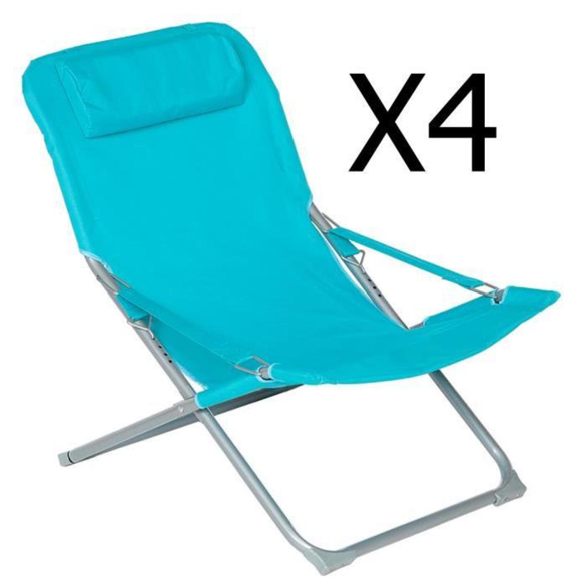 Lot de 4 fauteuils relax coloris Lagon - Dim : L.73 x P.64 x H.83 cm
