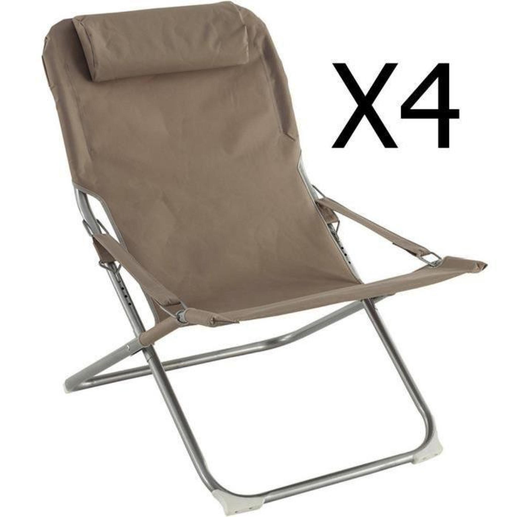Lot de 4 fauteuils relax coloris Taupe - Dim : L.73 x P.64 x H.83 cm