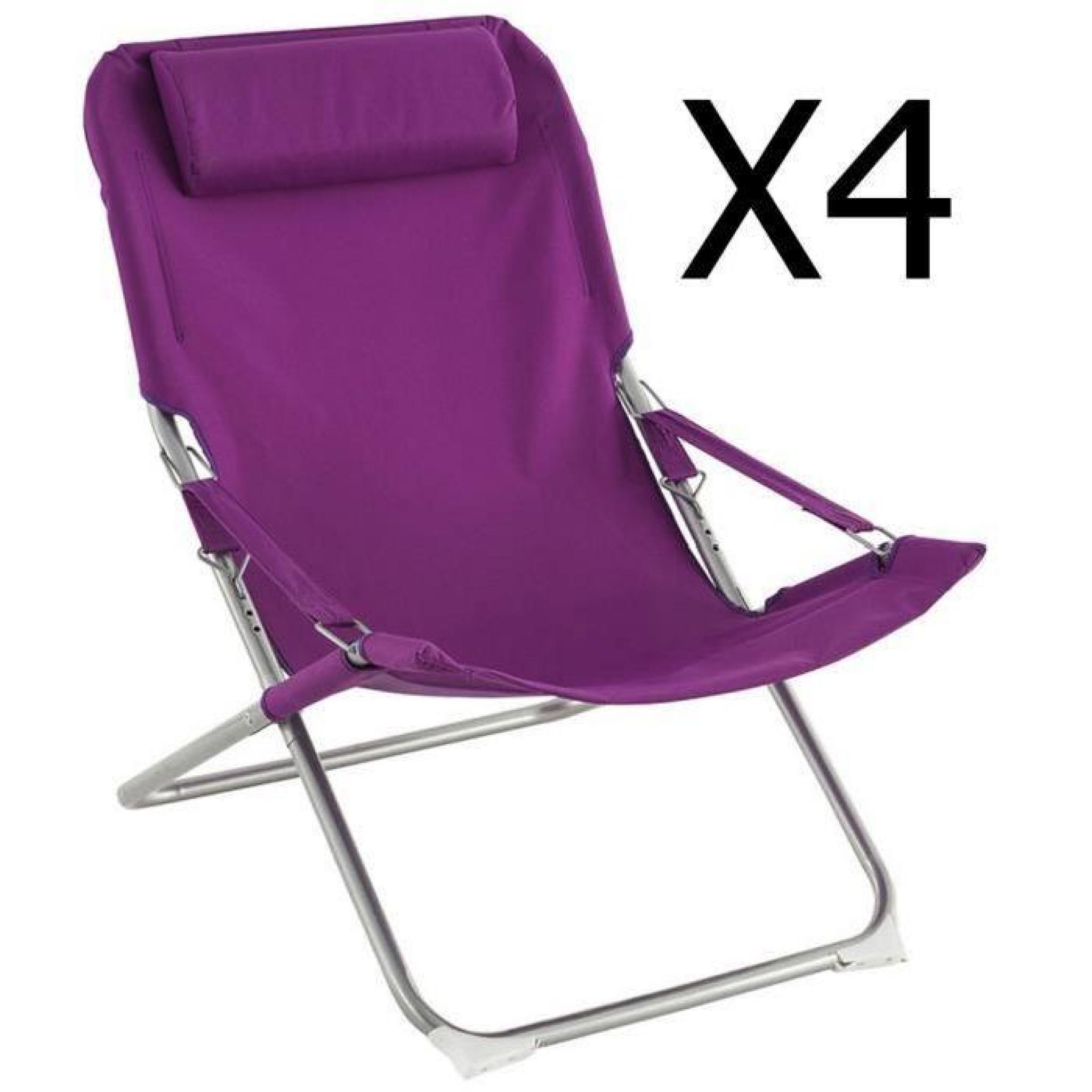 Lot de 4 fauteuils relax coloris Violet - Dim : L.73 x P.64 x H.83 cm