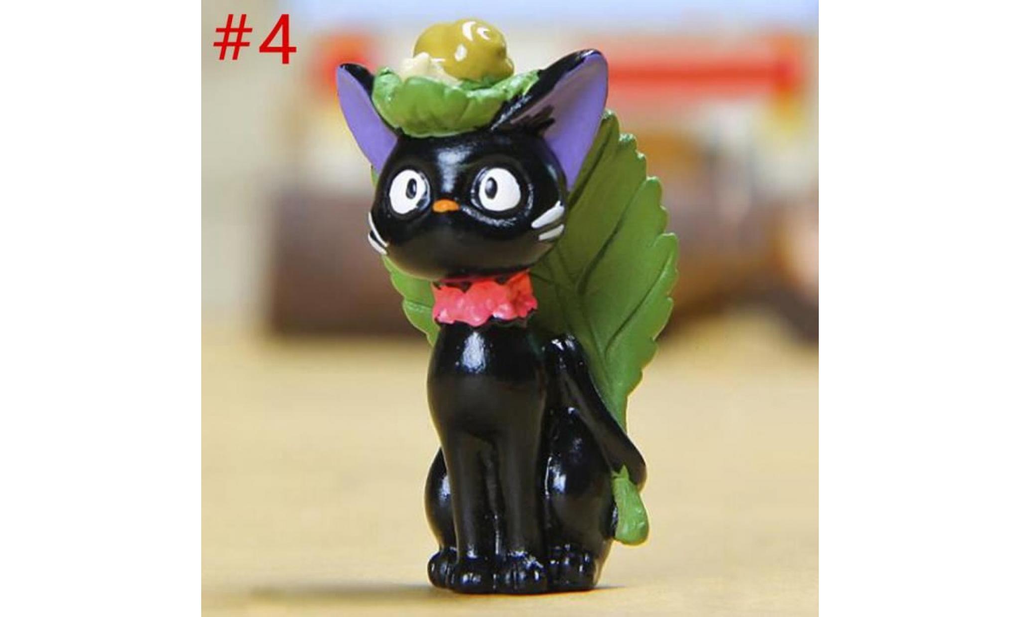 lot de 4 pcs mini chat noir en résine mini modèle statuette figurine décoration artificielle pour jardin plantes en pot pas cher