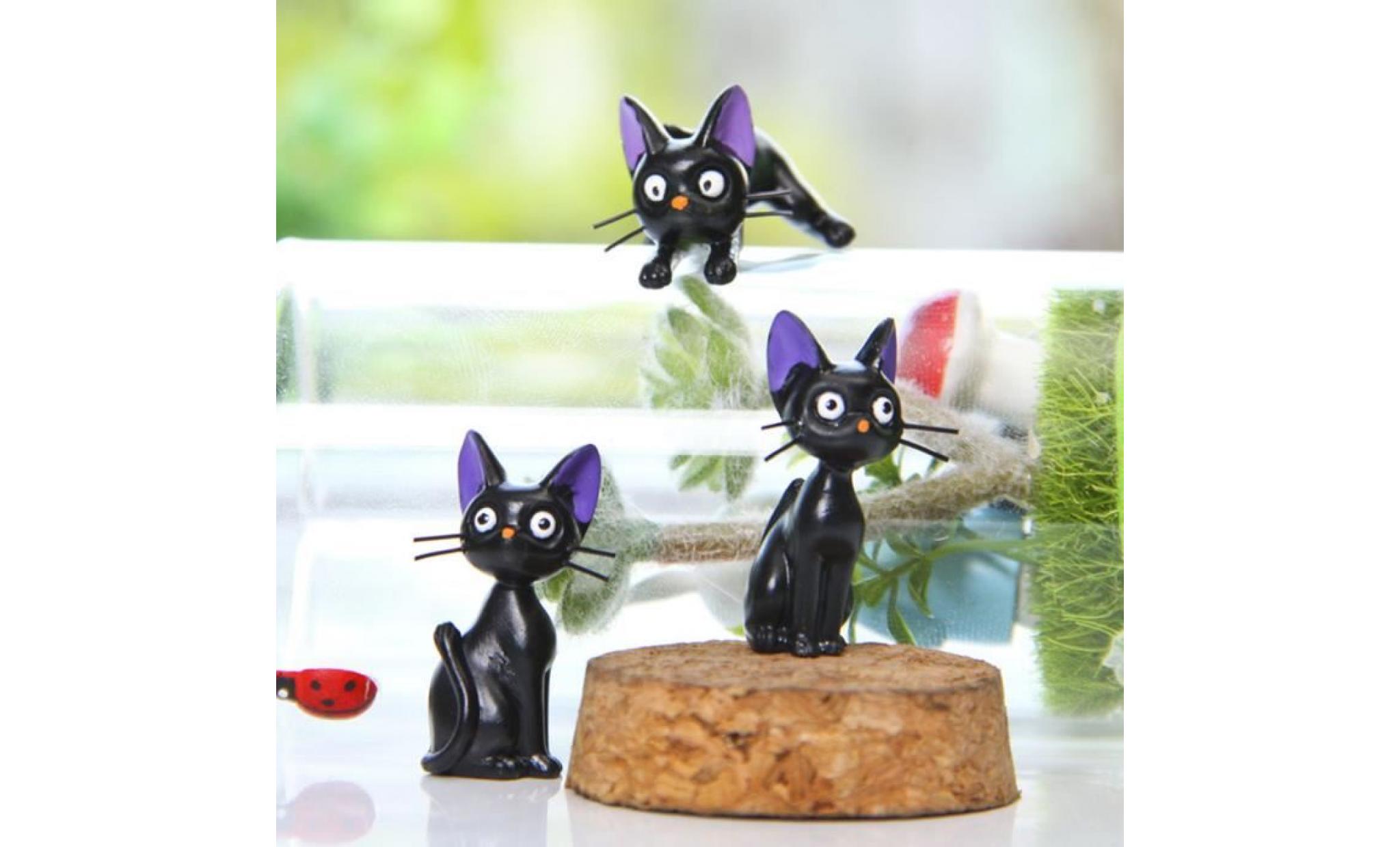 lot de 4 pcs mini chat noir en résine mini modèle statuette figurine décoration artificielle pour jardin plantes en pot pas cher