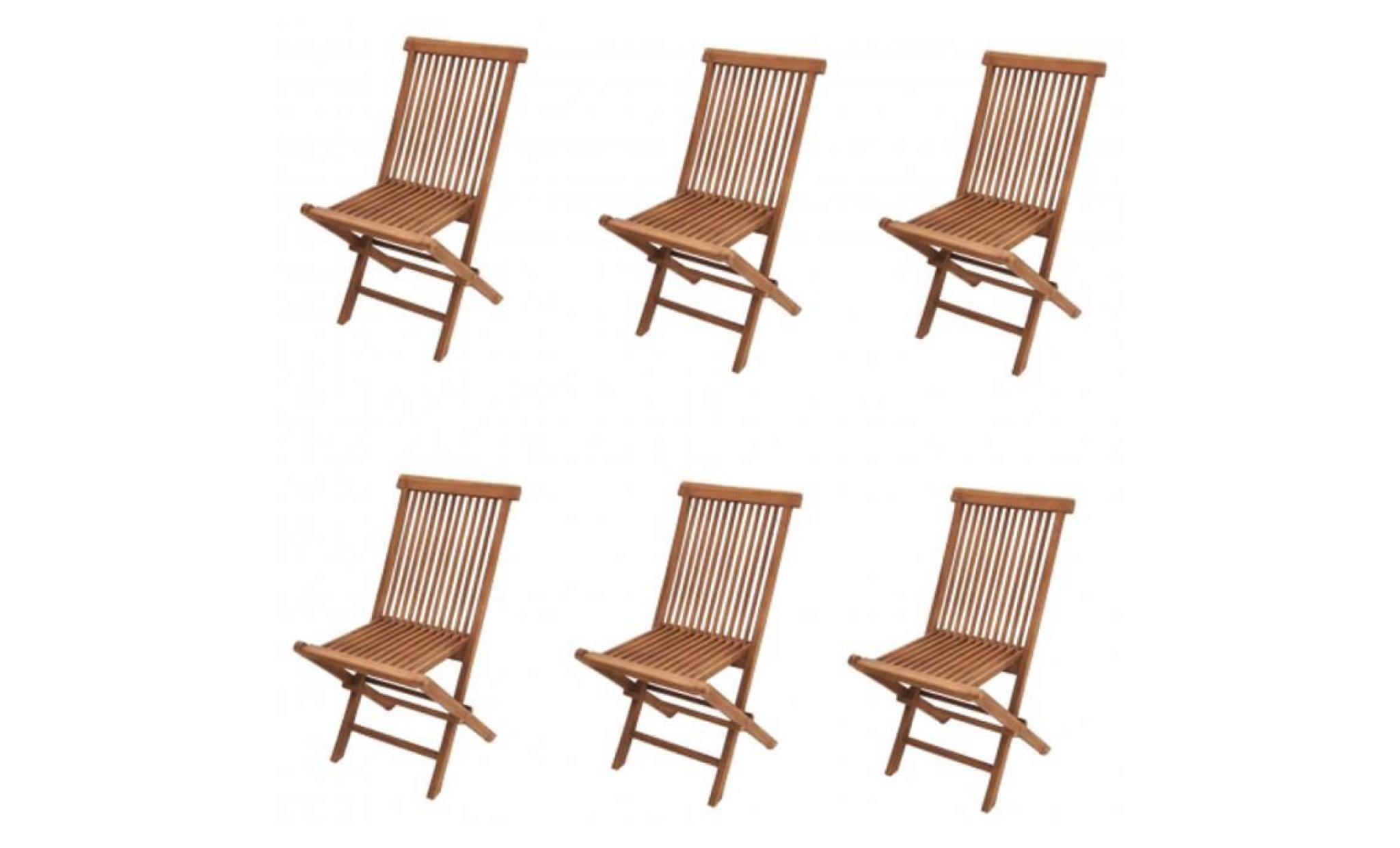 lot de 6 chaises pliante de jardin modena, h90 x p62 x l45 cm