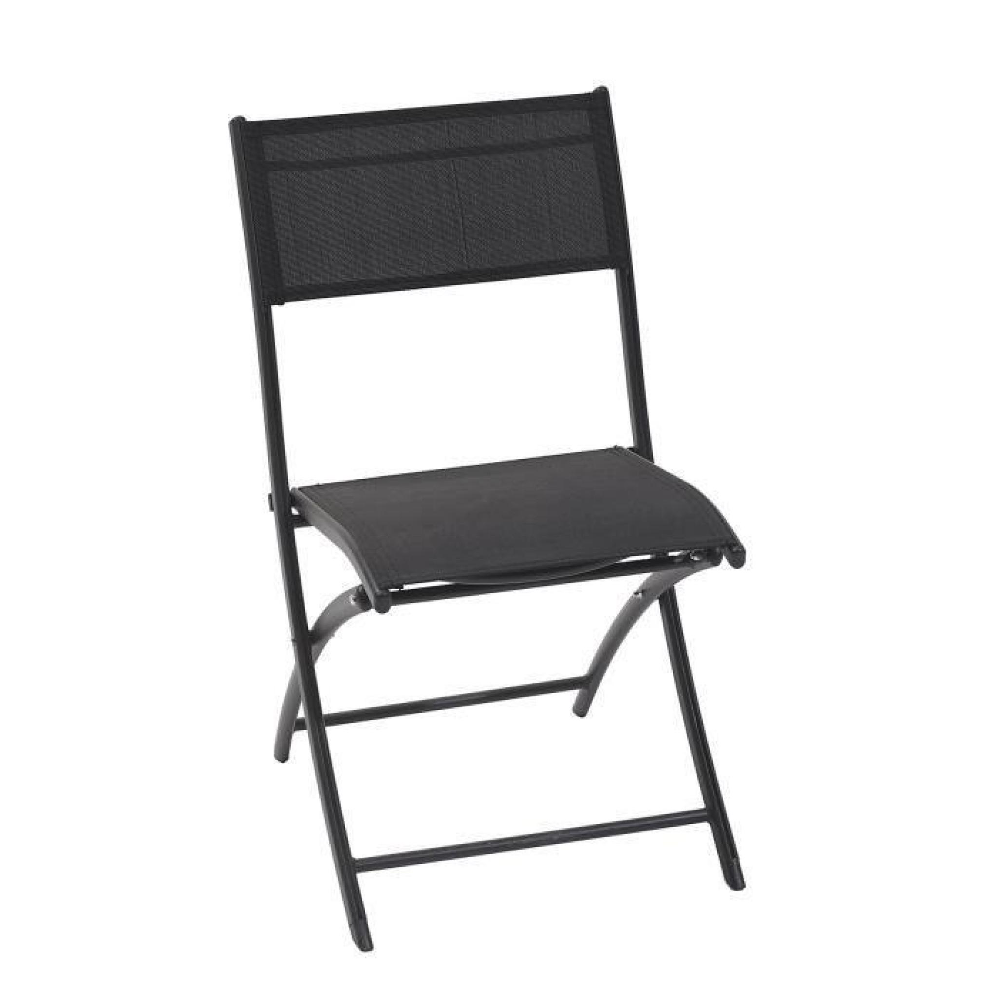 Lot de 6 chaises pliantes de jardin aluminium textilène noir