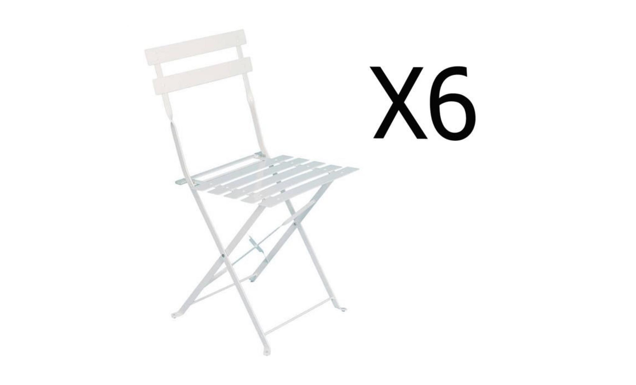 lot de 6 chaises pliantes en acier coloris blanc   dim: 42 x 47 x 81 cm
