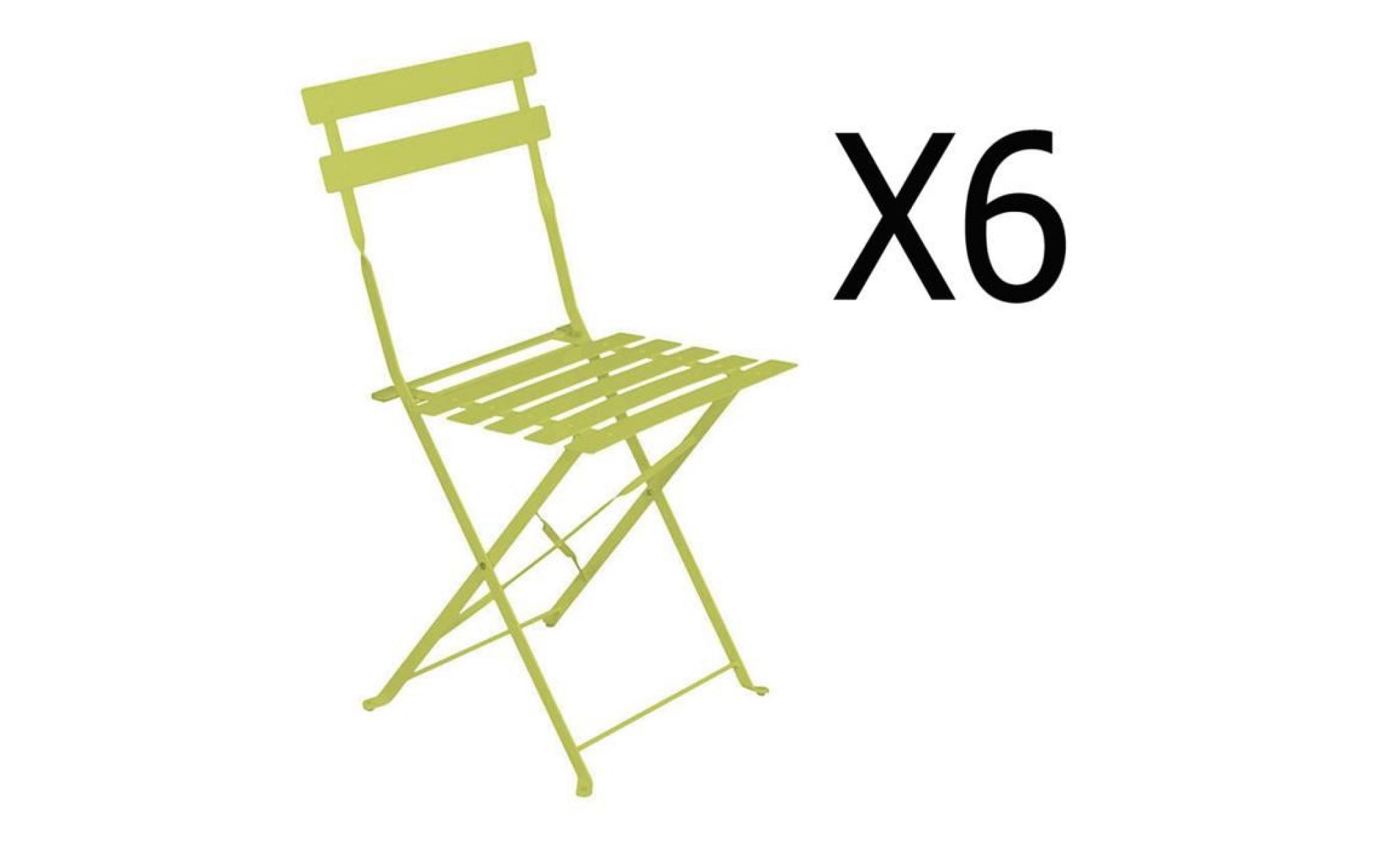 lot de 6 chaises pliantes en acier coloris granny   dim: 42 x 47 x 81 cm