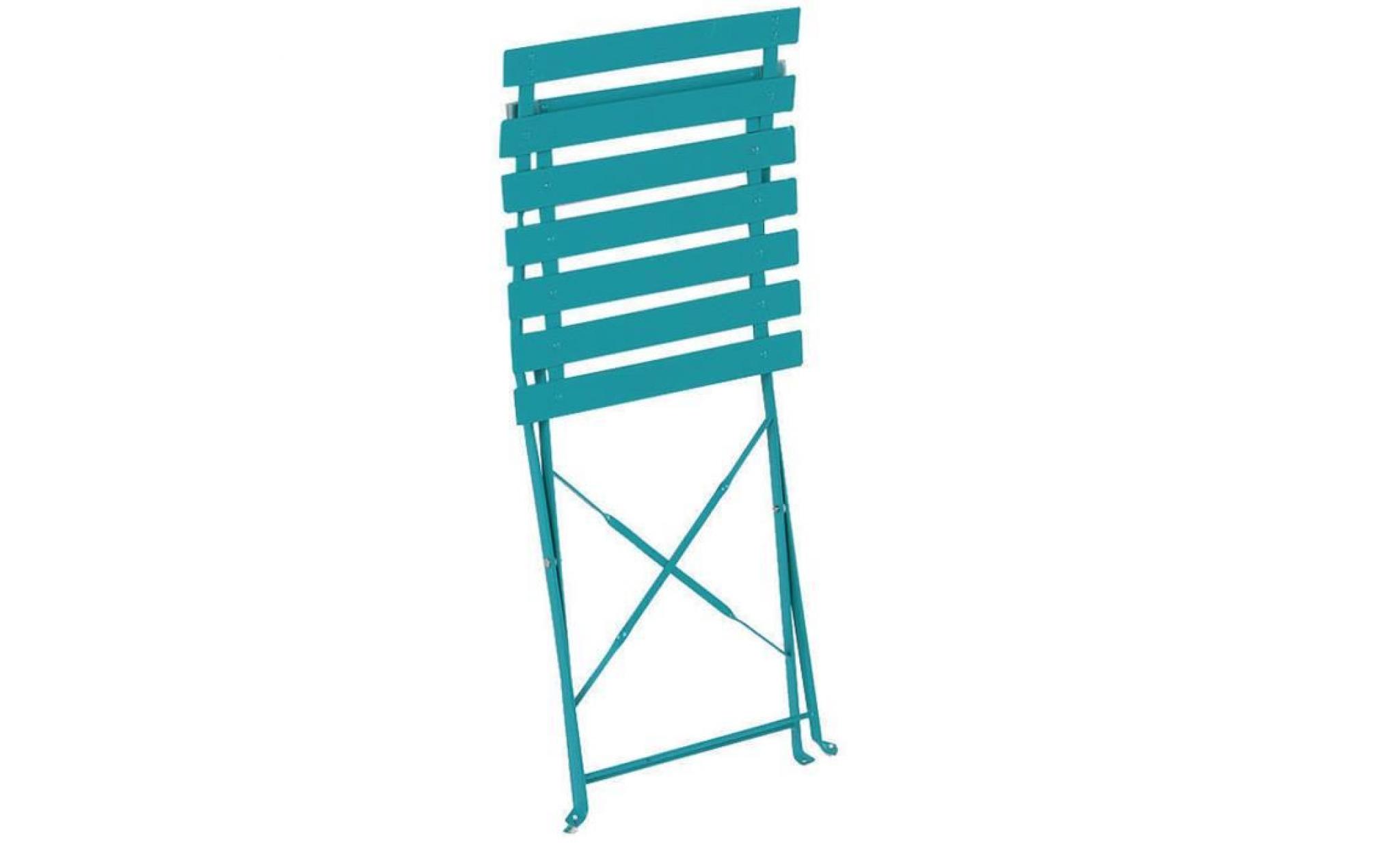 lot de 6 chaises pliantes en acier coloris lagon   dim: 42 x 46 x 80 cm pas cher