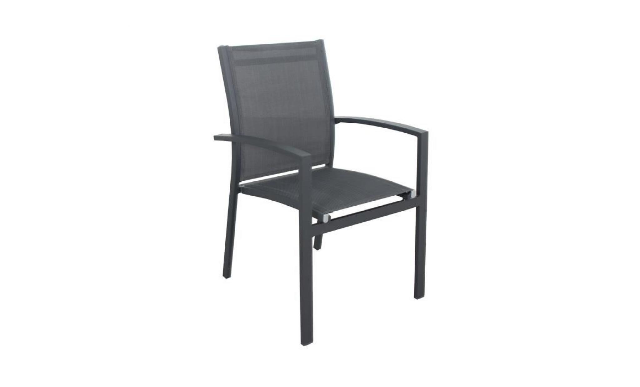 lot de 8 fauteuils empilables aluminium en textilène  gris anthracite andra