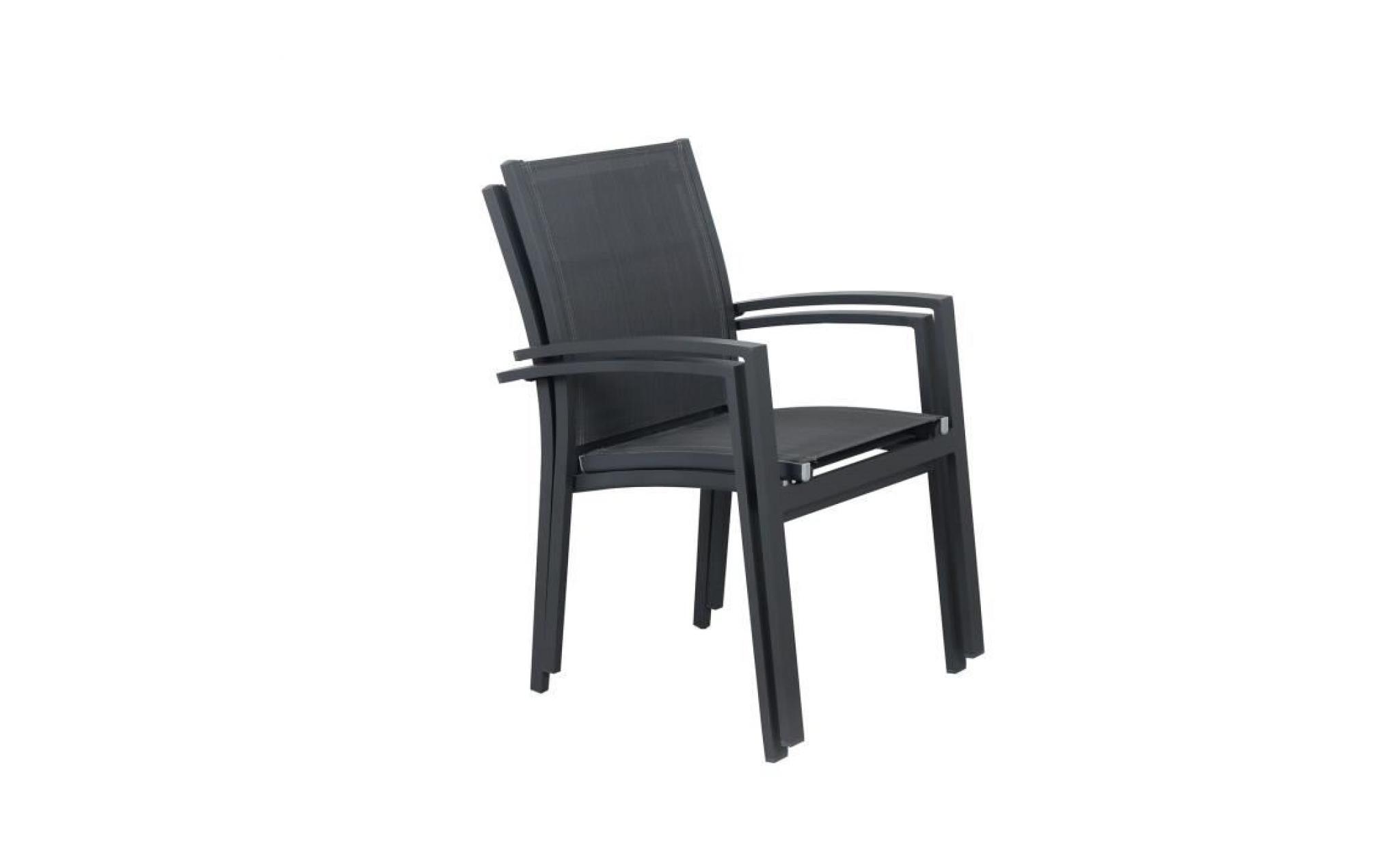 lot de 8 fauteuils empilables aluminium en textilène  gris anthracite andra pas cher
