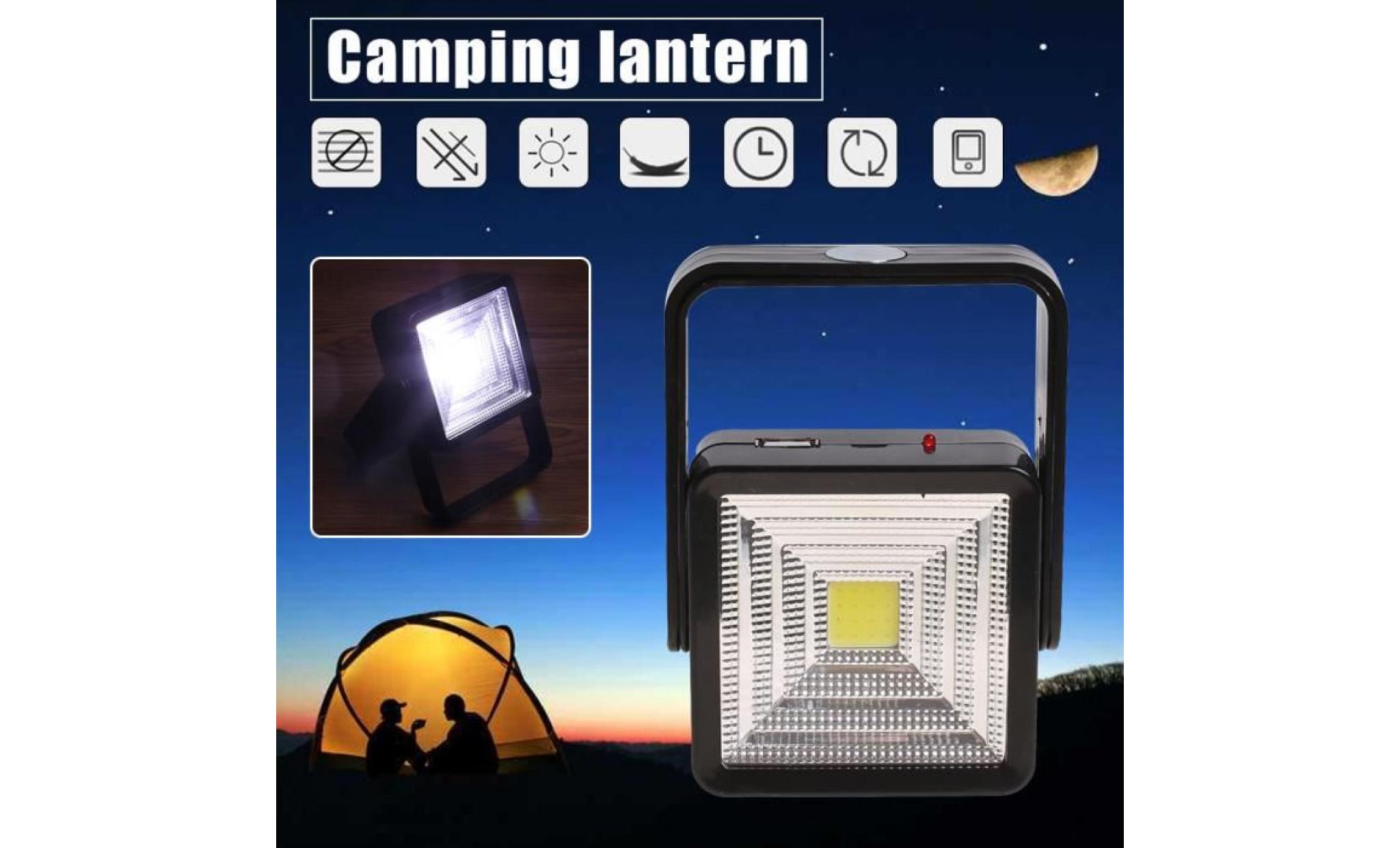 lumière d'urgence de camping solaire led cob   rechargeable (blanc)