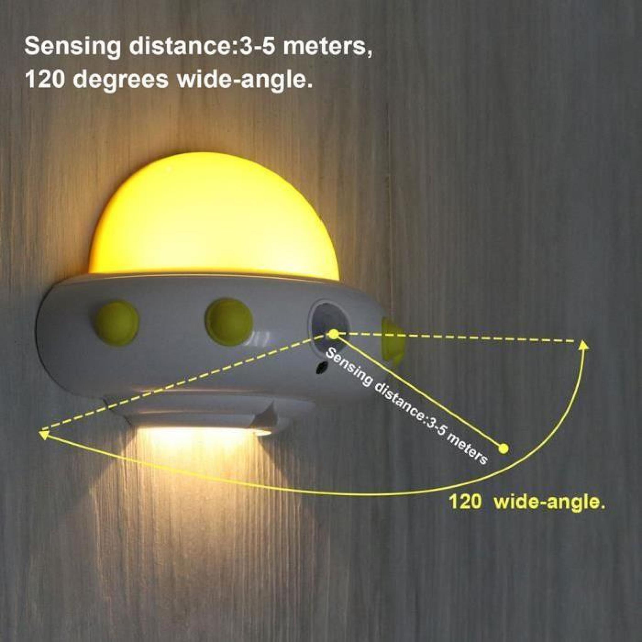 Lumière de nuit de LED de capteur de mouvement de UFO rechargeable veilleuse applique murale sans fil Auto On-Off pas cher
