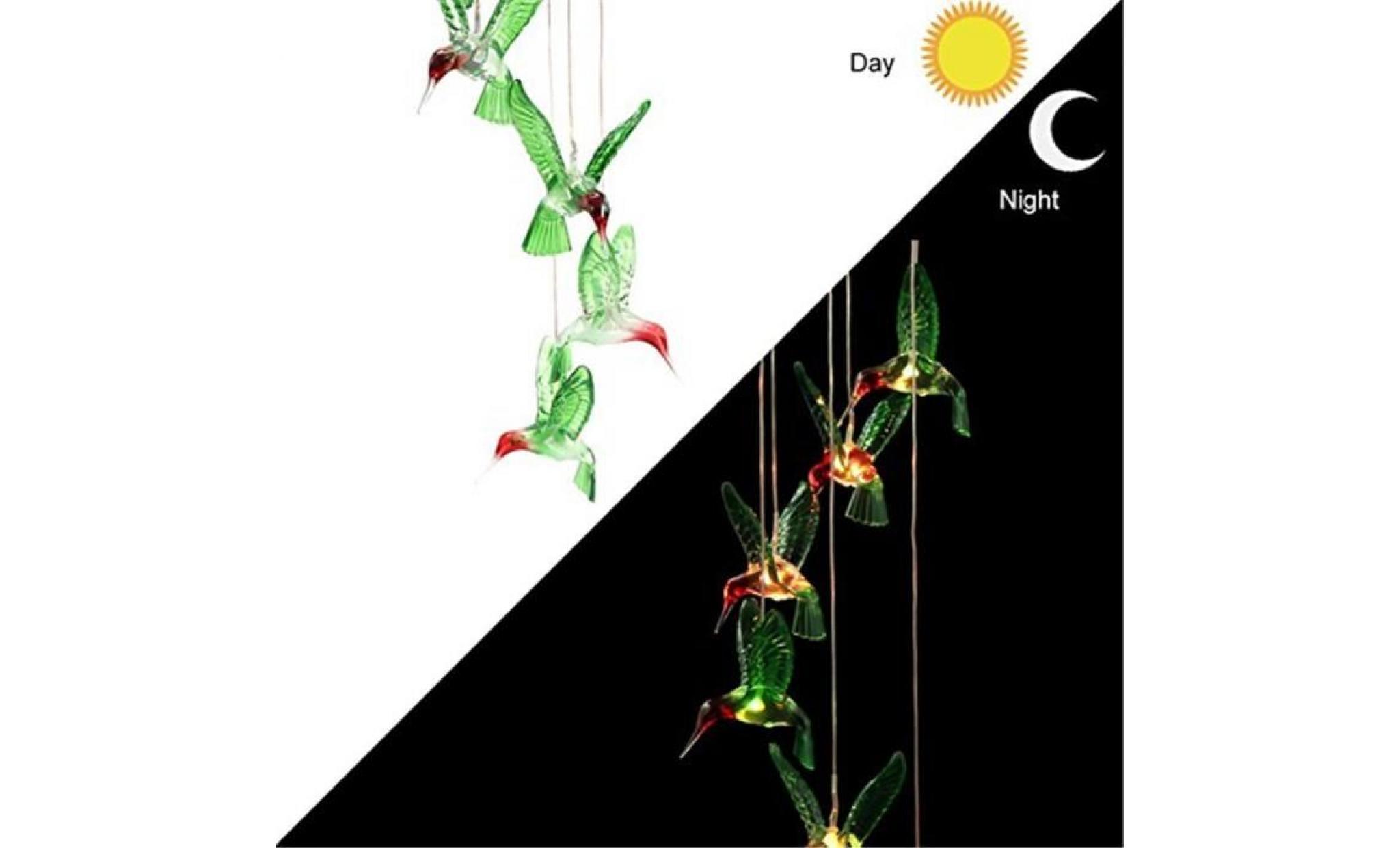 lumière   lampe   couleur changeant le vent solaire de colibri de carillon de vent de led pour l'éclairage de jardinage poi73 pas cher