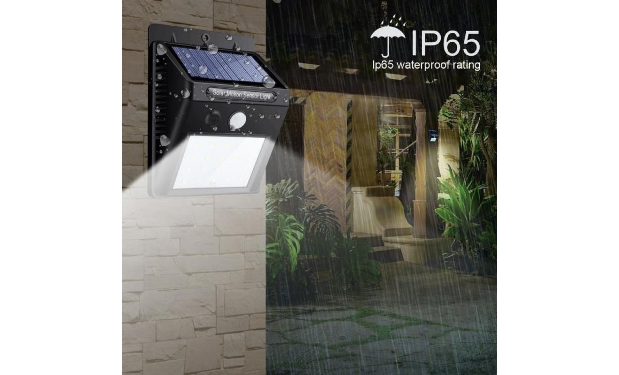 lumières solaires 20 leds détecteur de mouvement applique murale projecteur solaire sans fil imperméable à l'eau pour arbre  patio