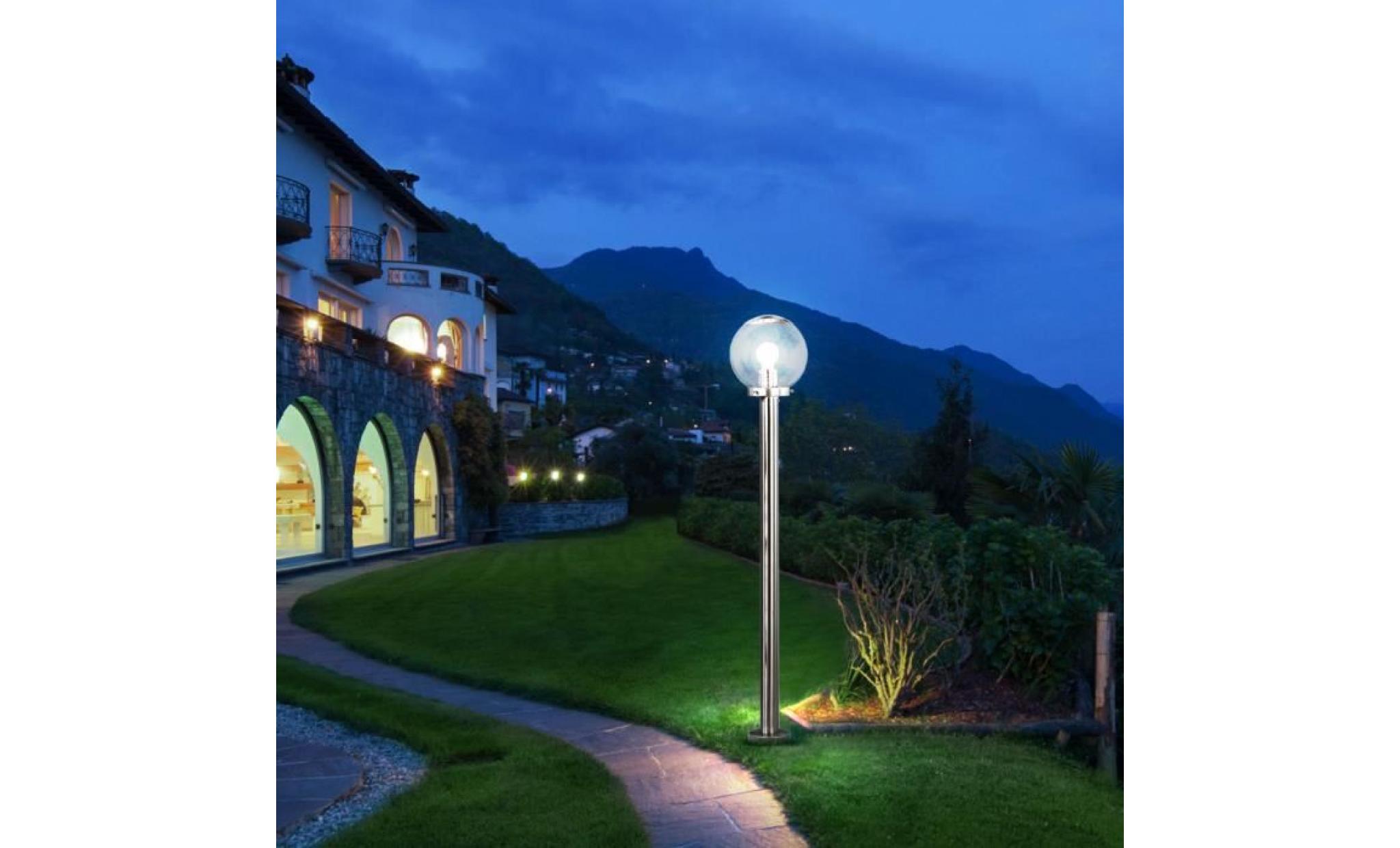 luminaire led éclairage lampe del espace extérieur boule verre acier inoxydbale jardin terrasse [variante 5]