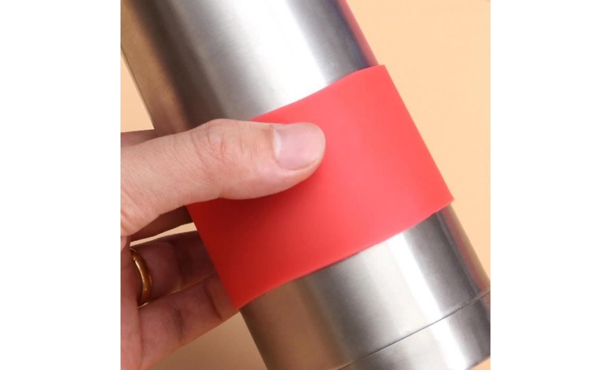 manchon en silicone résistant à la chaleur avec manchon de protection en verre anti dérapant pour tasse à bouteille (rouge) pas cher