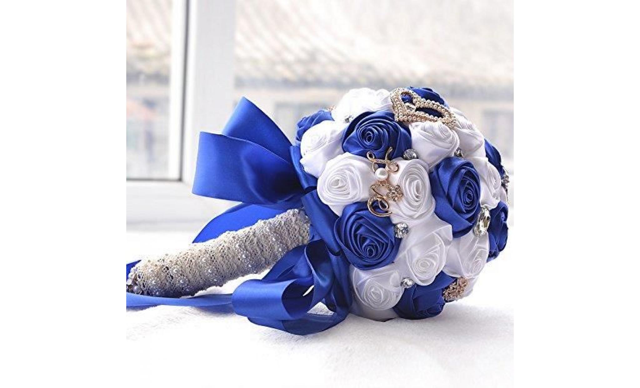 mariage romantique mariée tenant bouquet roses avec ruban de perle de diamant confession de bouquet de la saint valentin avec corsag pas cher