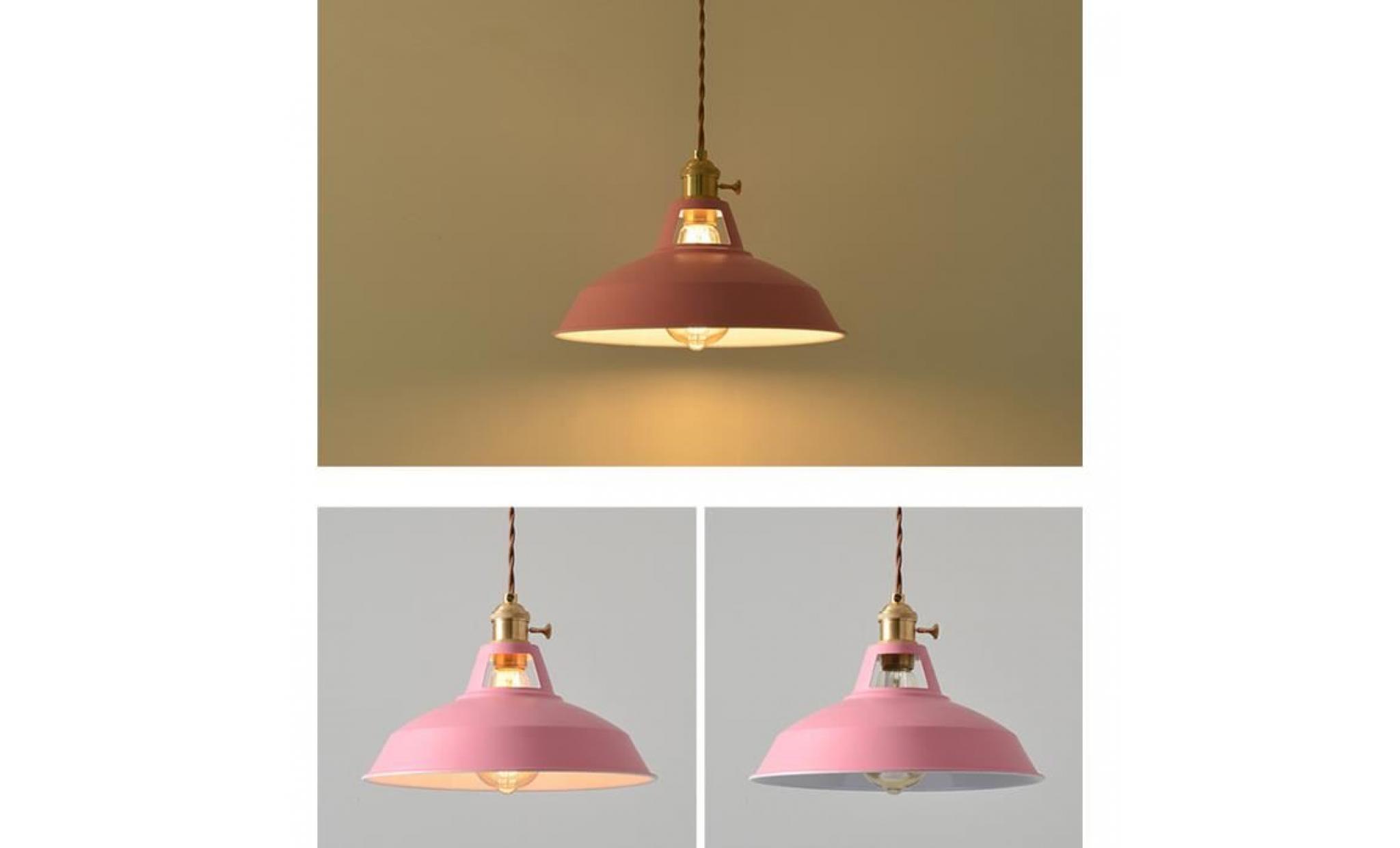 métal retro suspensions luminaires industriel simplicité lustre vintage plafonnier style nordique   rouge (ampoule non inclu)