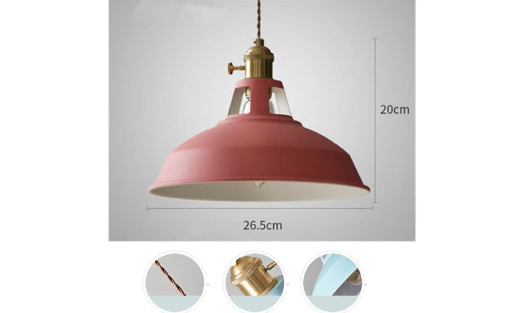 métal retro suspensions luminaires industriel simplicité lustre vintage plafonnier style nordique   rouge (ampoule non inclu) pas cher