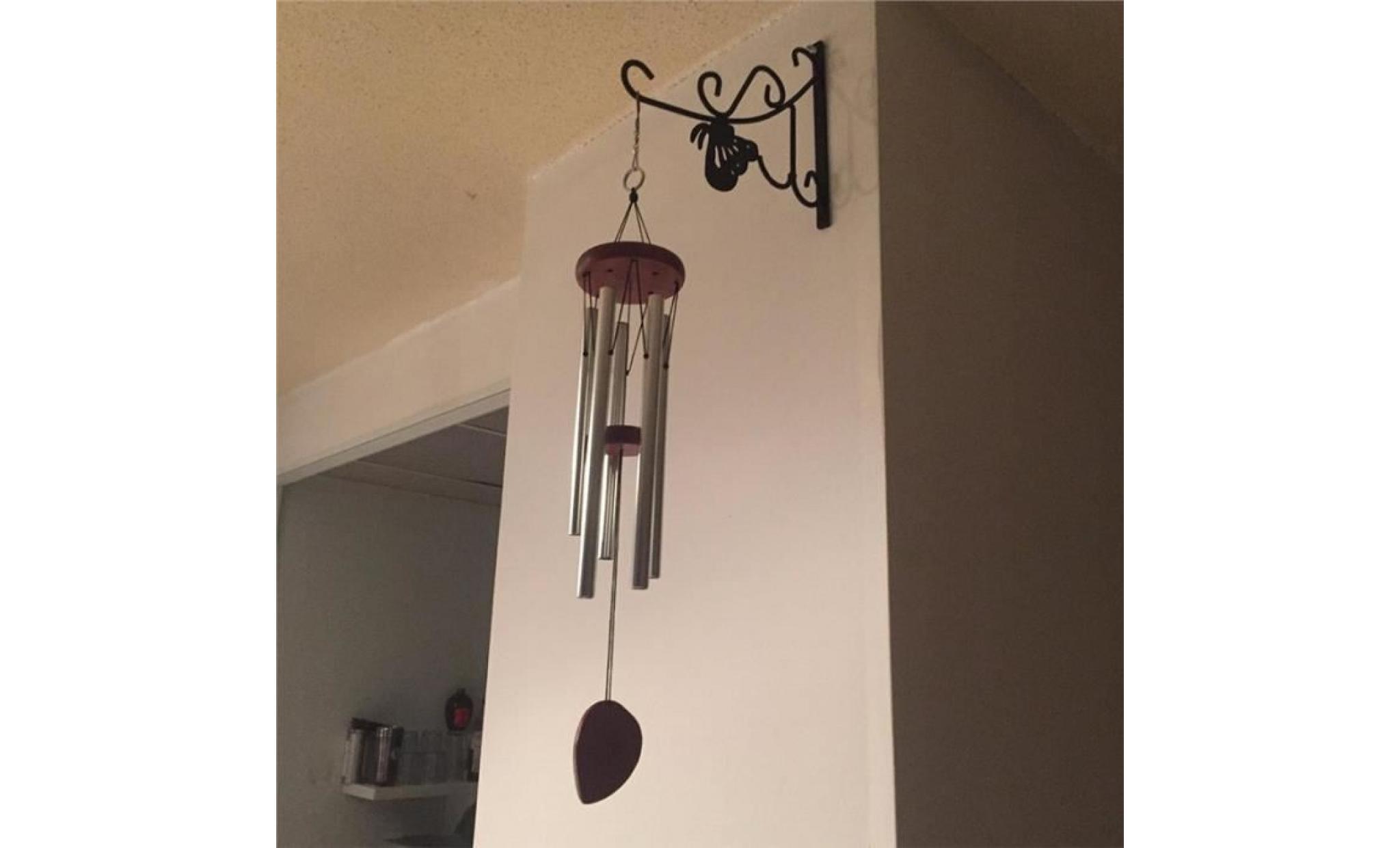 métal wind chime argent tubes hêtre bois eglise cloches hanging décor (vin rouge) pas cher
