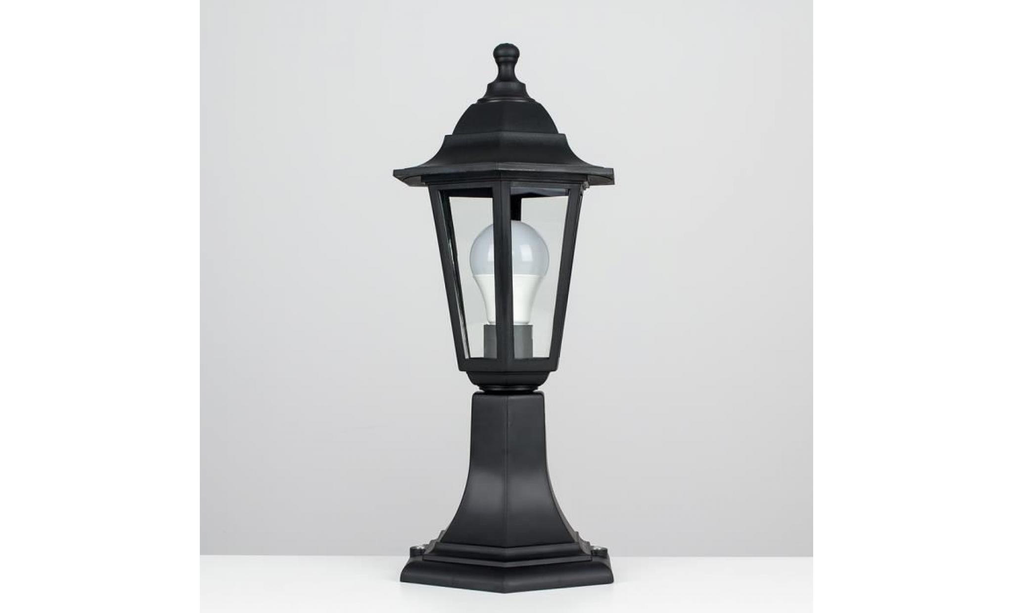 minisun   potelet lanterne de jardin traditionnelle ip44 style lampadaire en noir pas cher