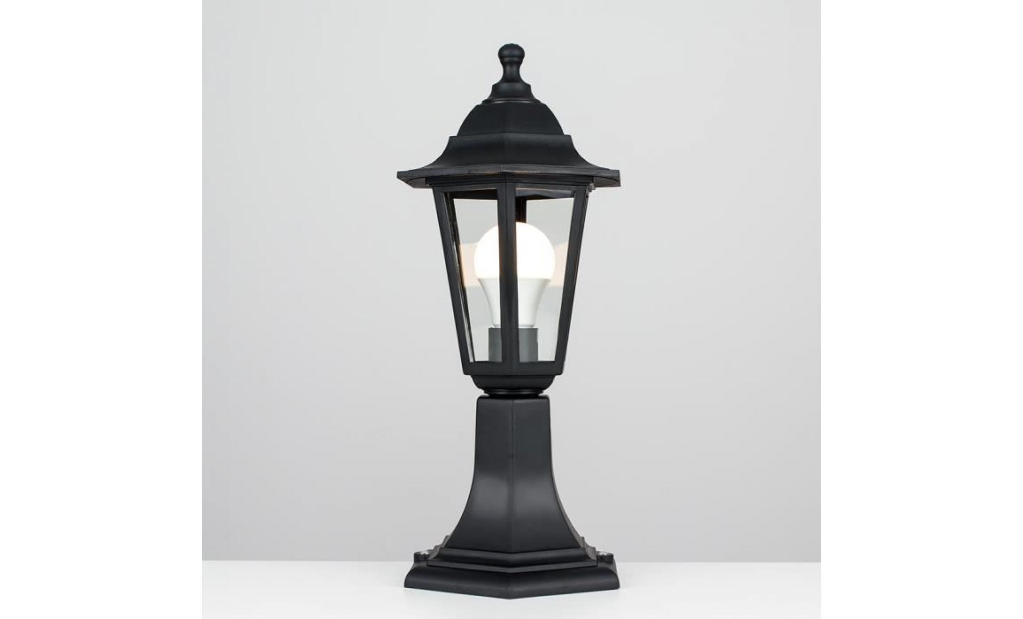 minisun   potelet lanterne de jardin traditionnelle ip44 style lampadaire en noir pas cher
