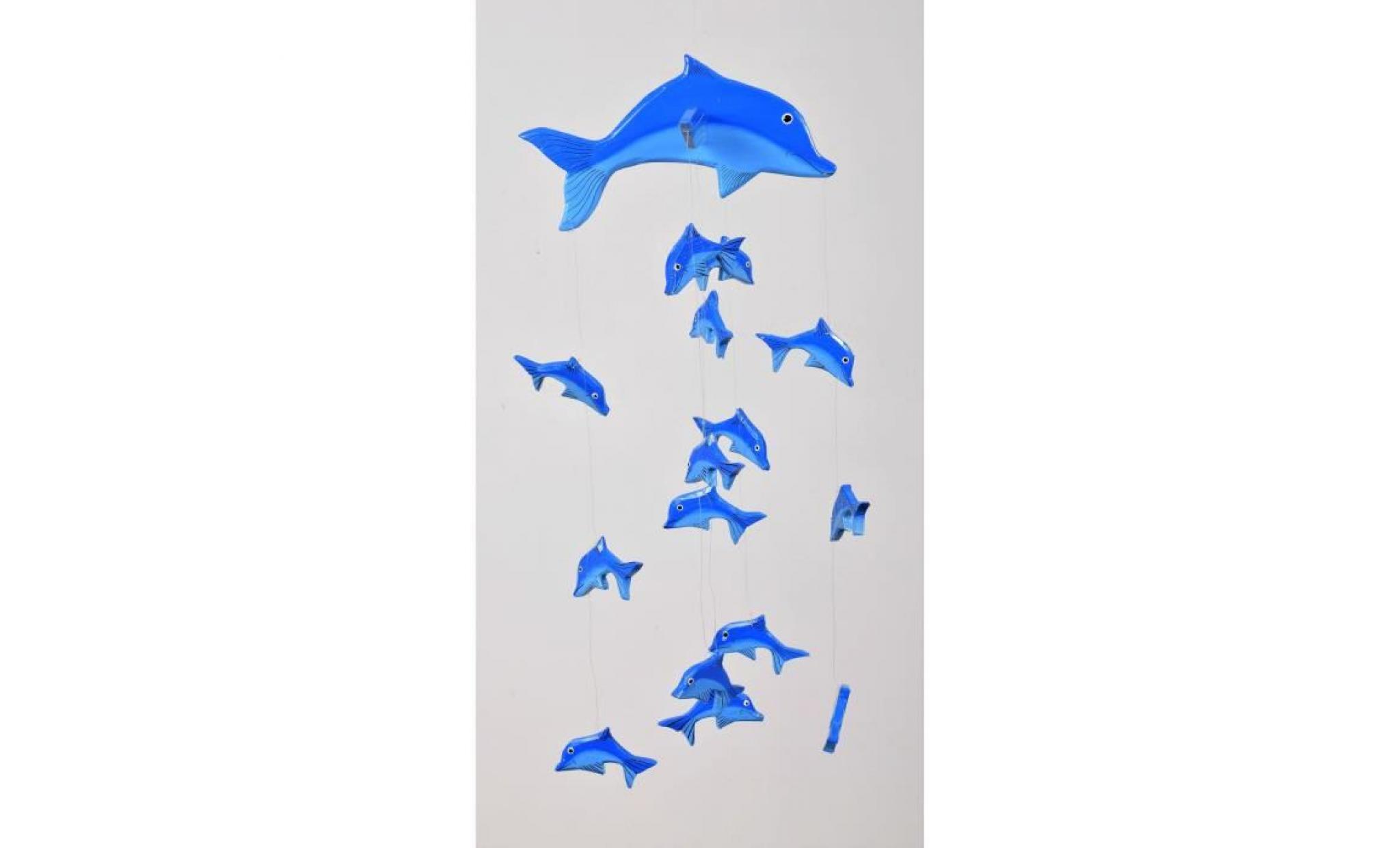 mobile déco dauphin bois   bleu pas cher