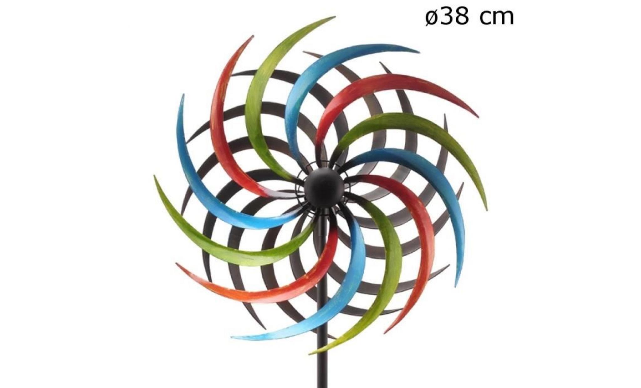 mobile eolienne hélices à vent de jardin fer coloré ø38 cm   206868 eolienne