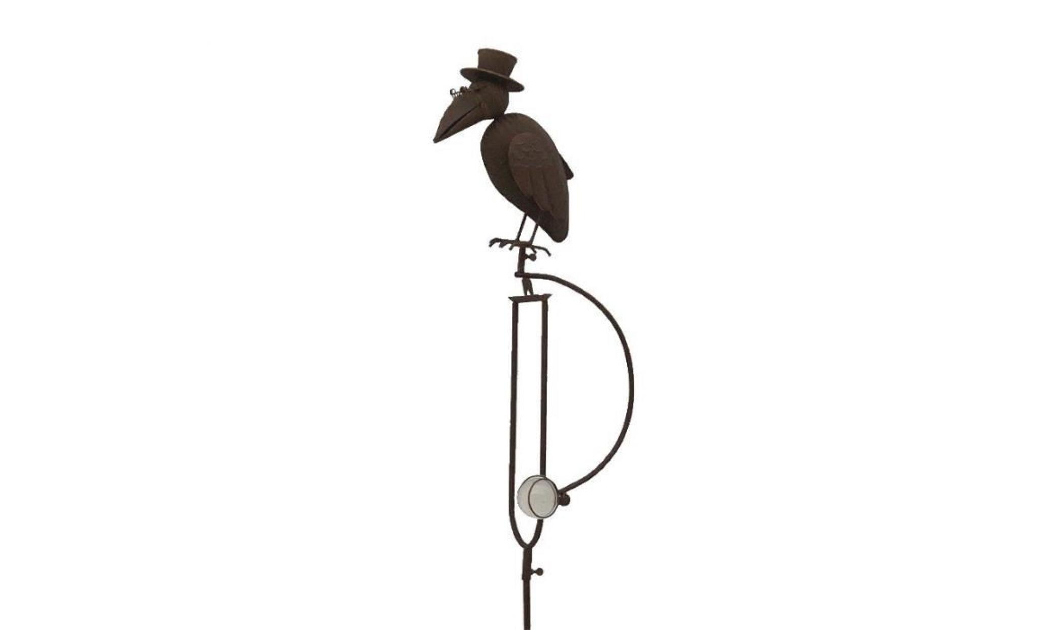 mobile pic tuteur porte plante de jardin corbeau à chapeau et lunettes 155 cm   208565 tuteur