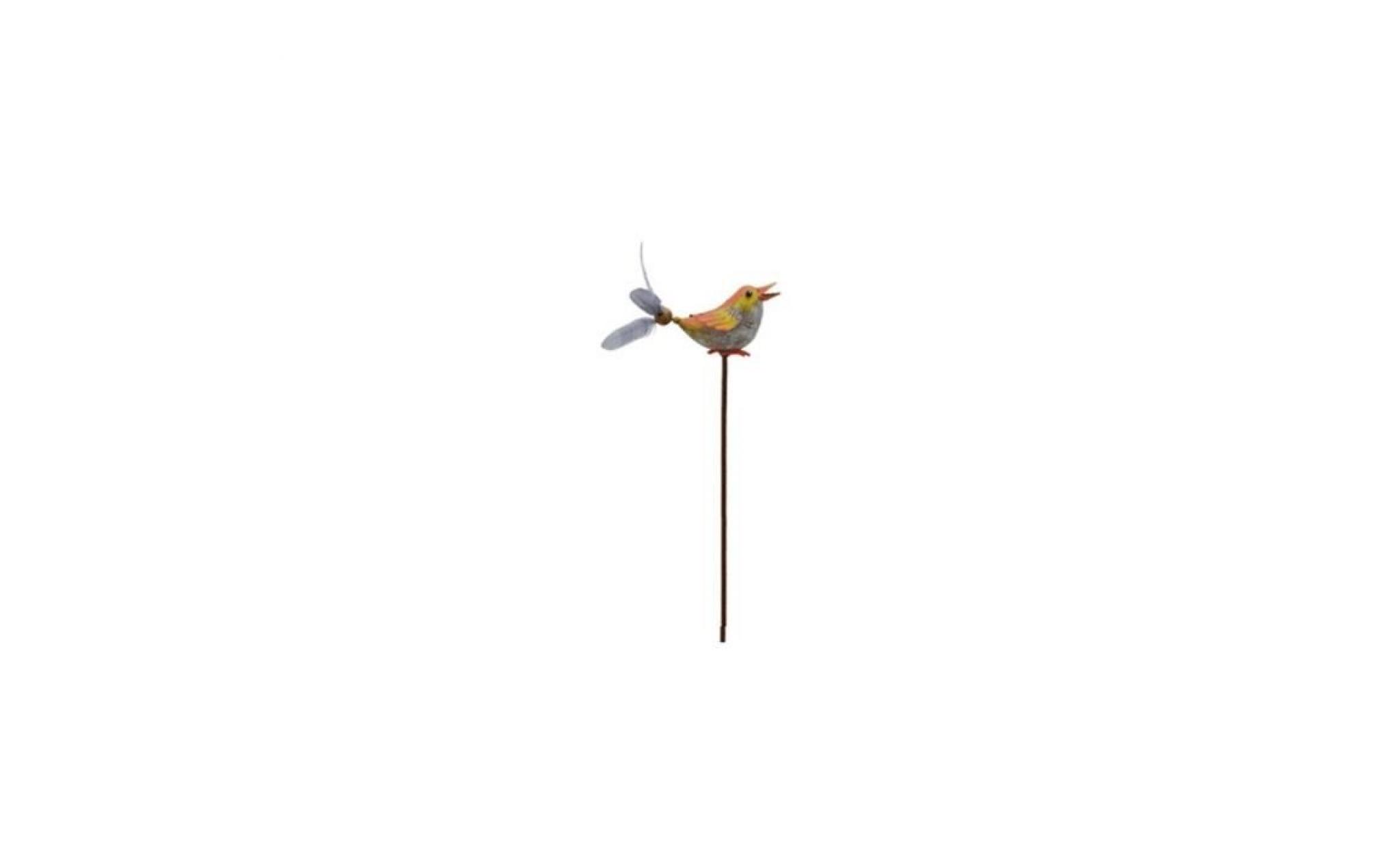 mobile tuteur pic eolienne oiseau de jardin métal fer jaune 70.50 cm   227102 jaune
