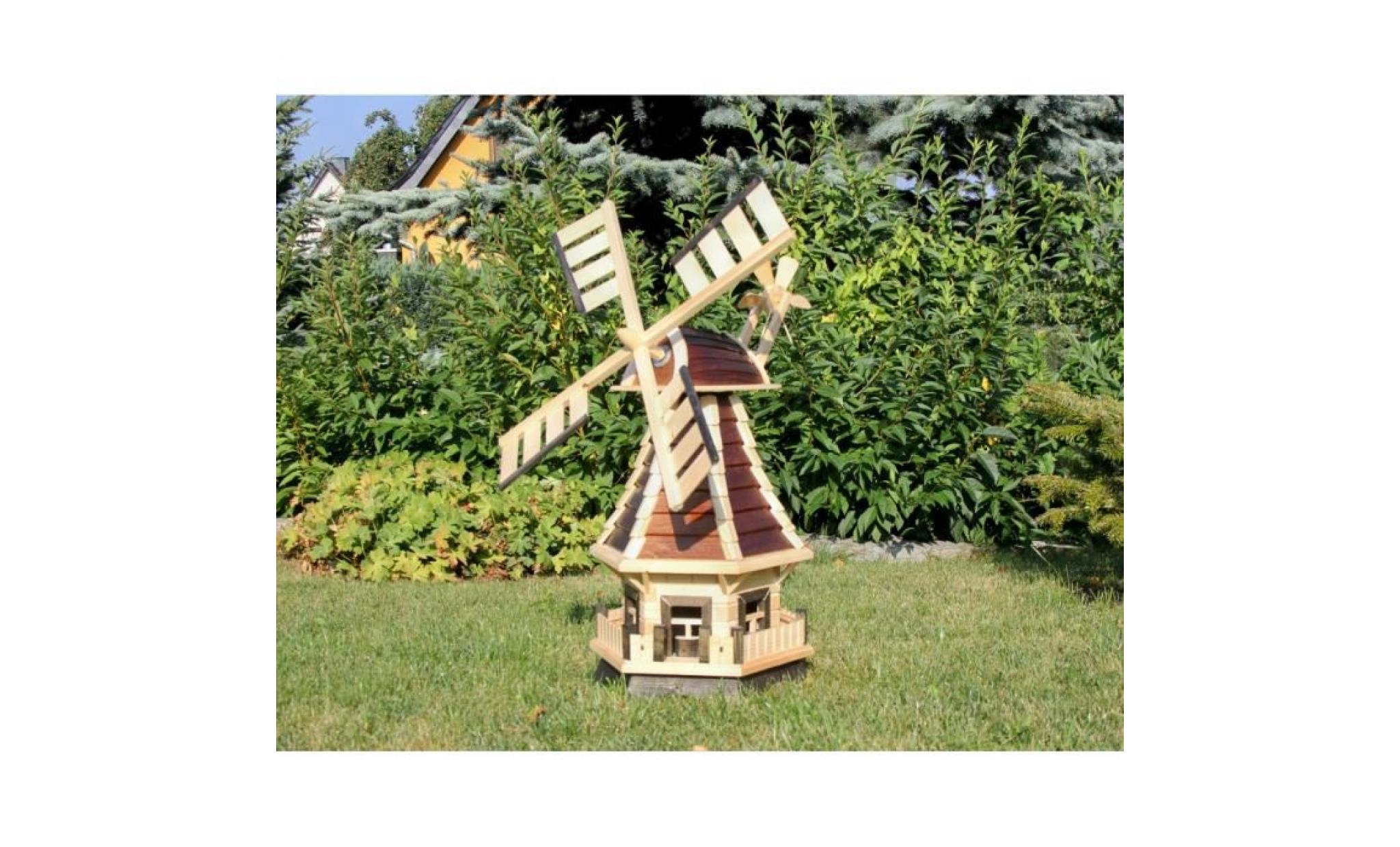 moulin à vent avec éclairage solaire type 1 brun