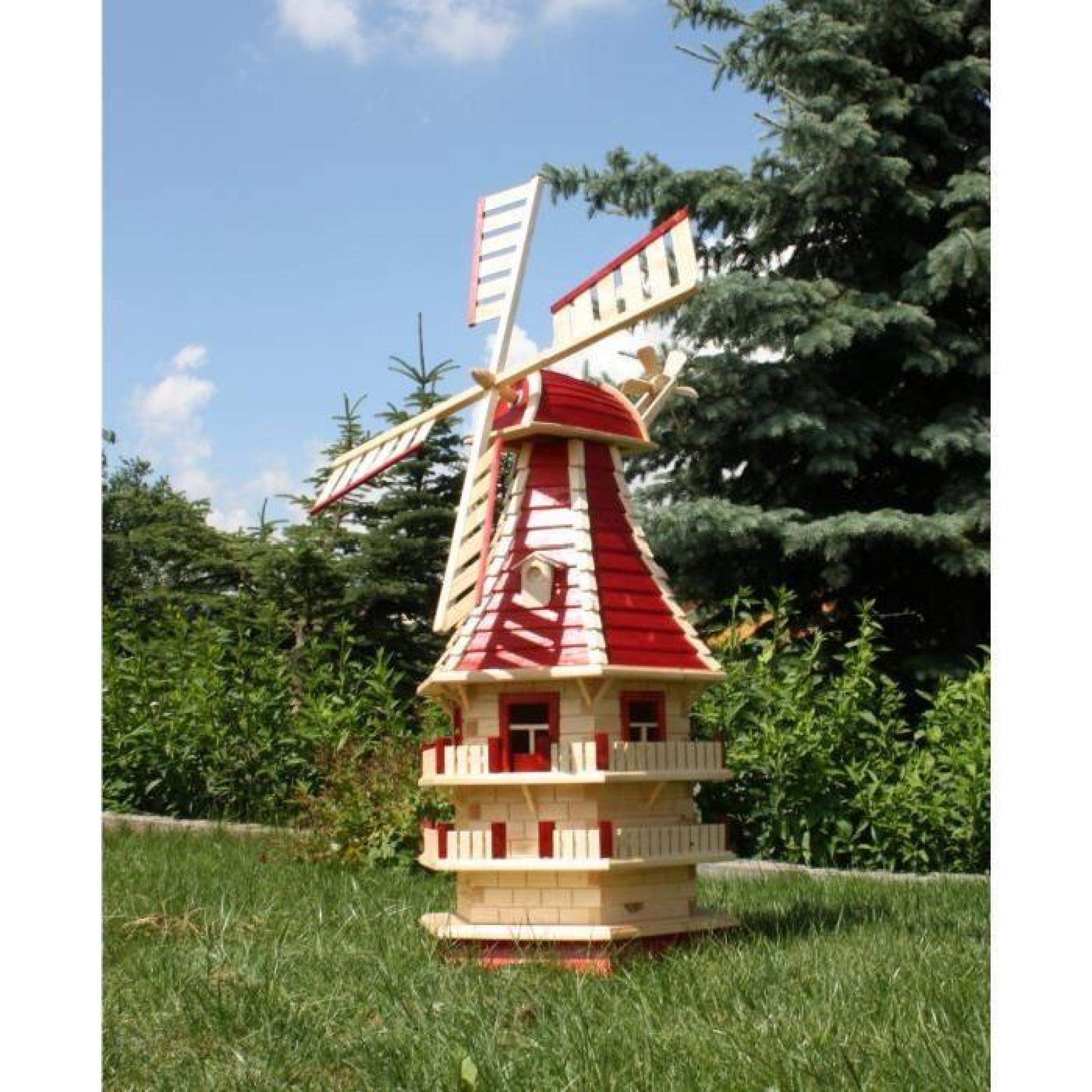 moulin à vent avec éclairage solaire type 13.1 rouge