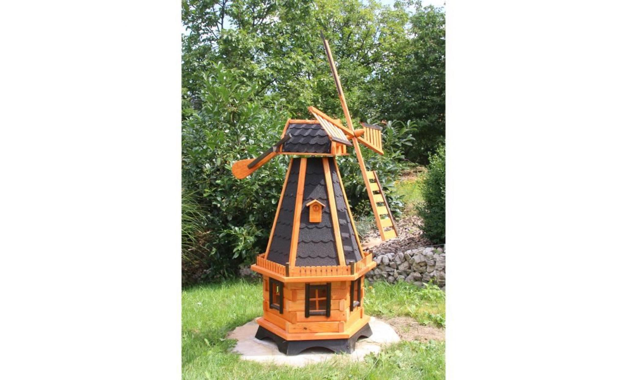 moulin à vent avec éclairage solaire type 23.1 noir