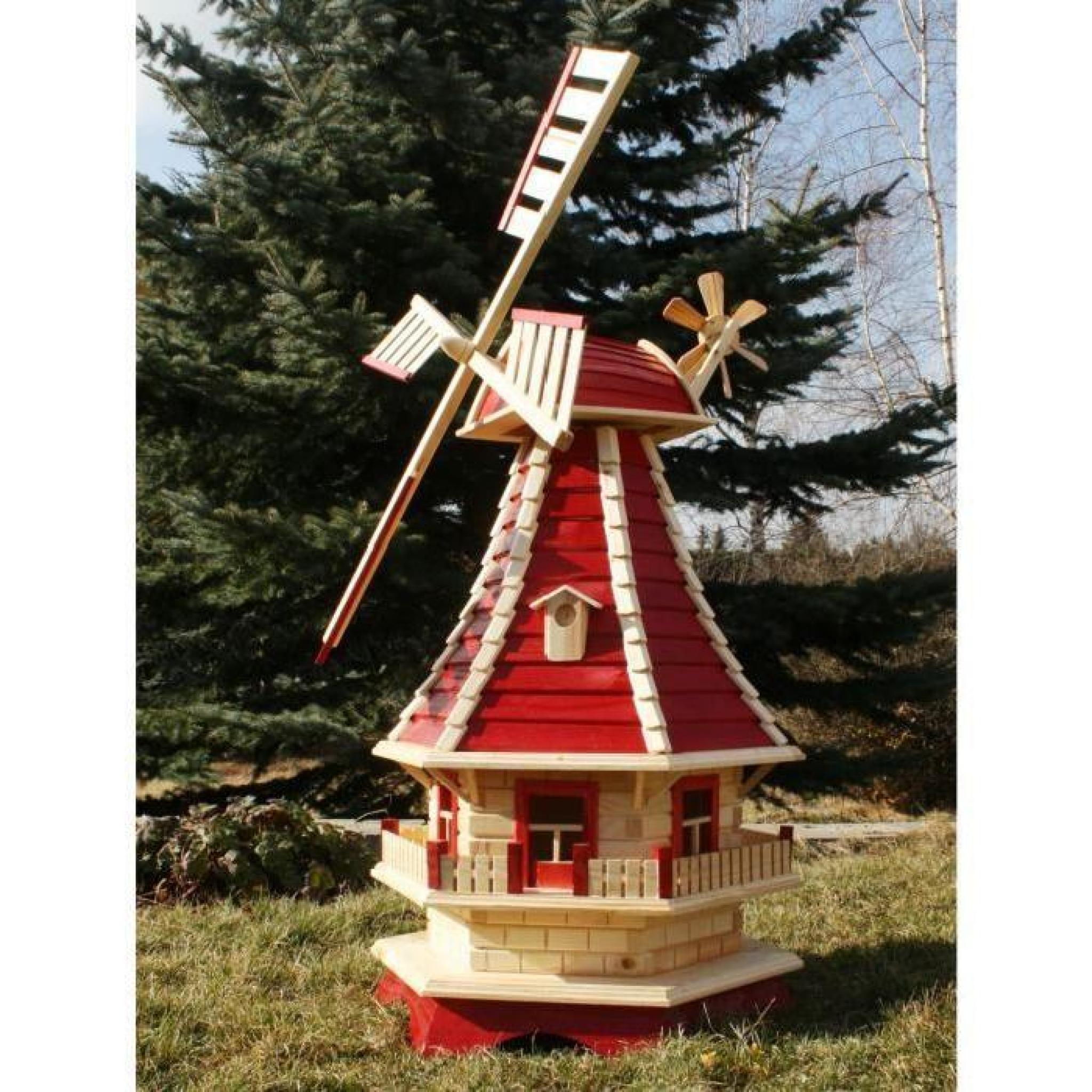 moulin à vent avec éclairage solaire type 3.1 rouge