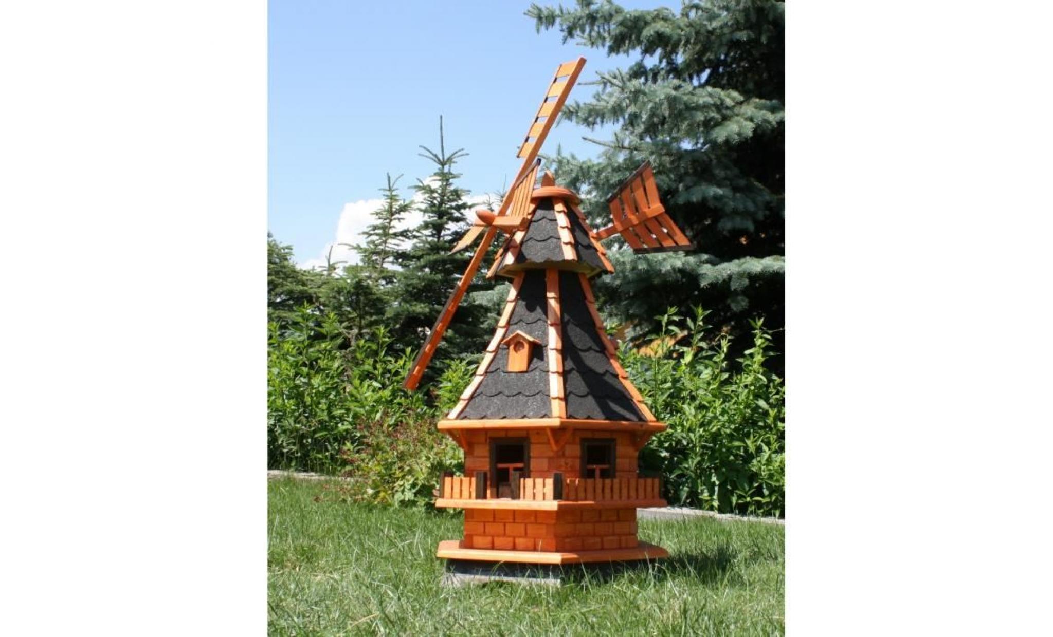 moulin à vent avec éclairage solaire type 6.1 noir