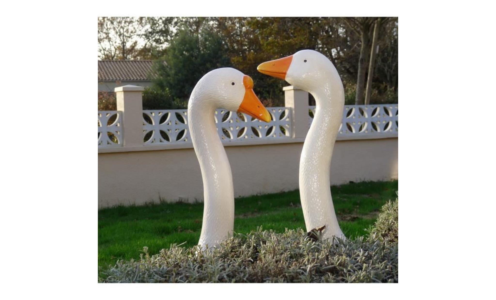 mundus 2 décorations oie phil & mona en plastique 15,5x9x36 cm   blanc et orange pas cher