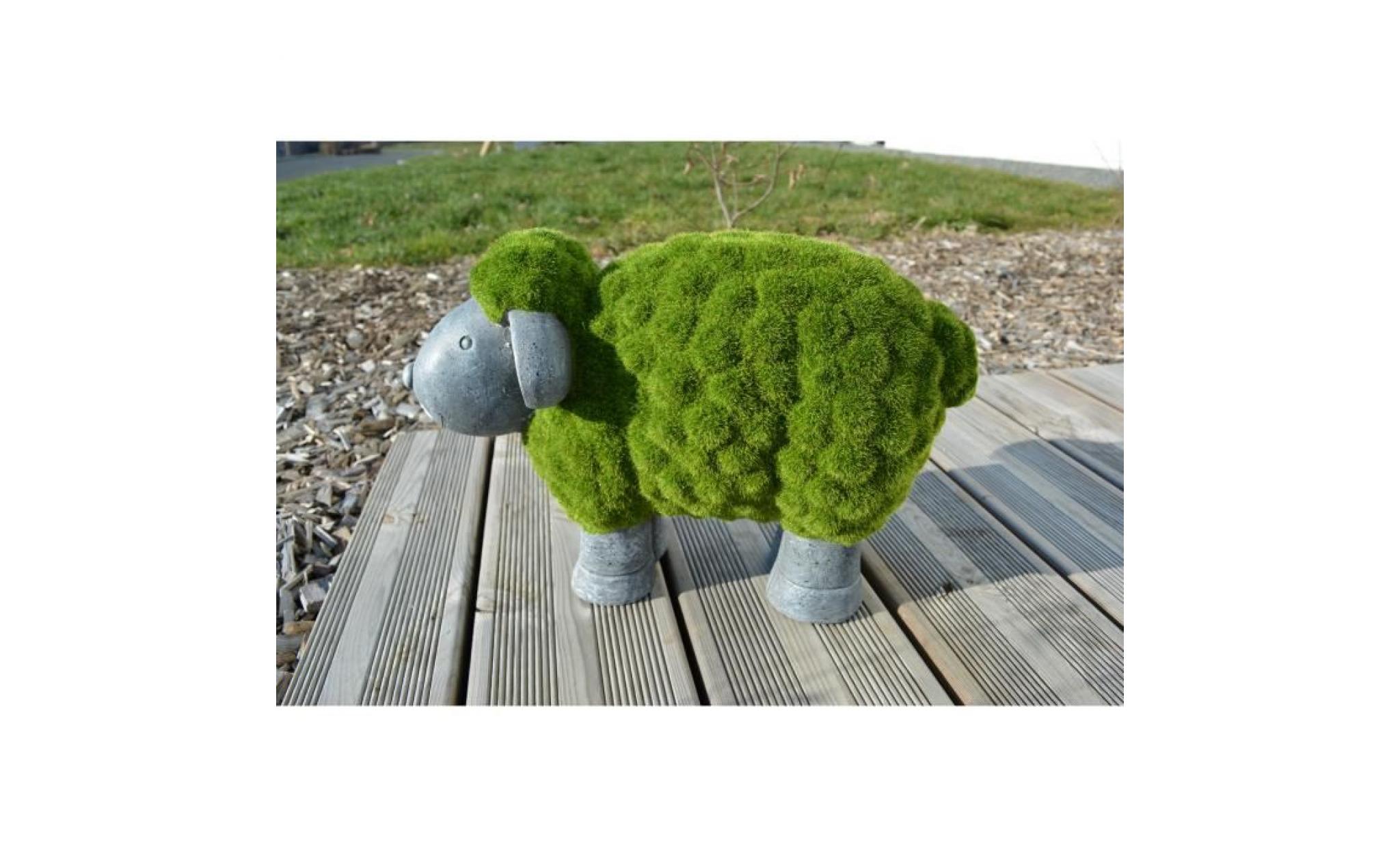 mundus décoration mouton molly en plastique 38x14,5x26 cm   gris et vert