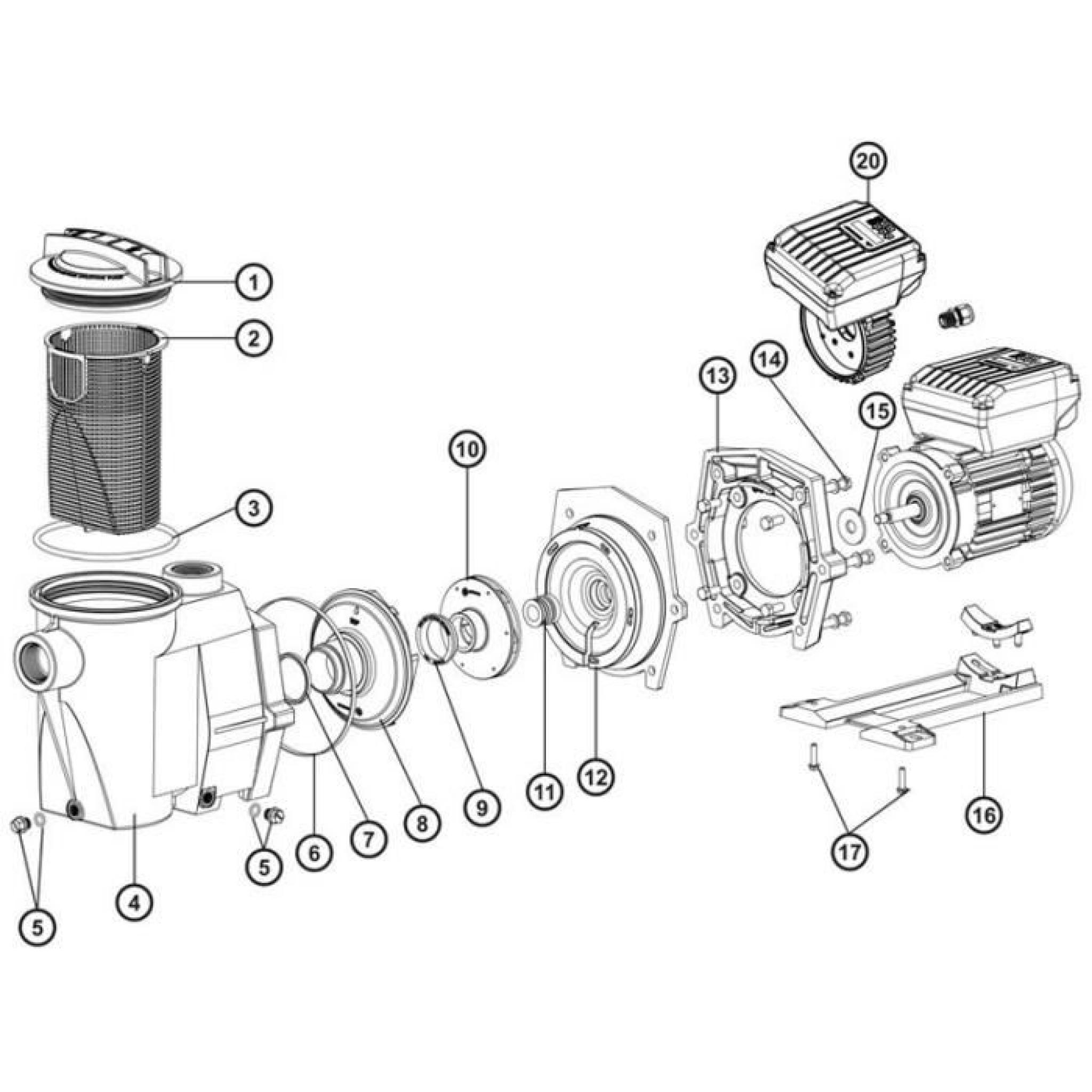 N°17 - Vis de support pour pompe de filtration POWER-FLO modèle SP1705/SP1710/SP1775 et SP1516