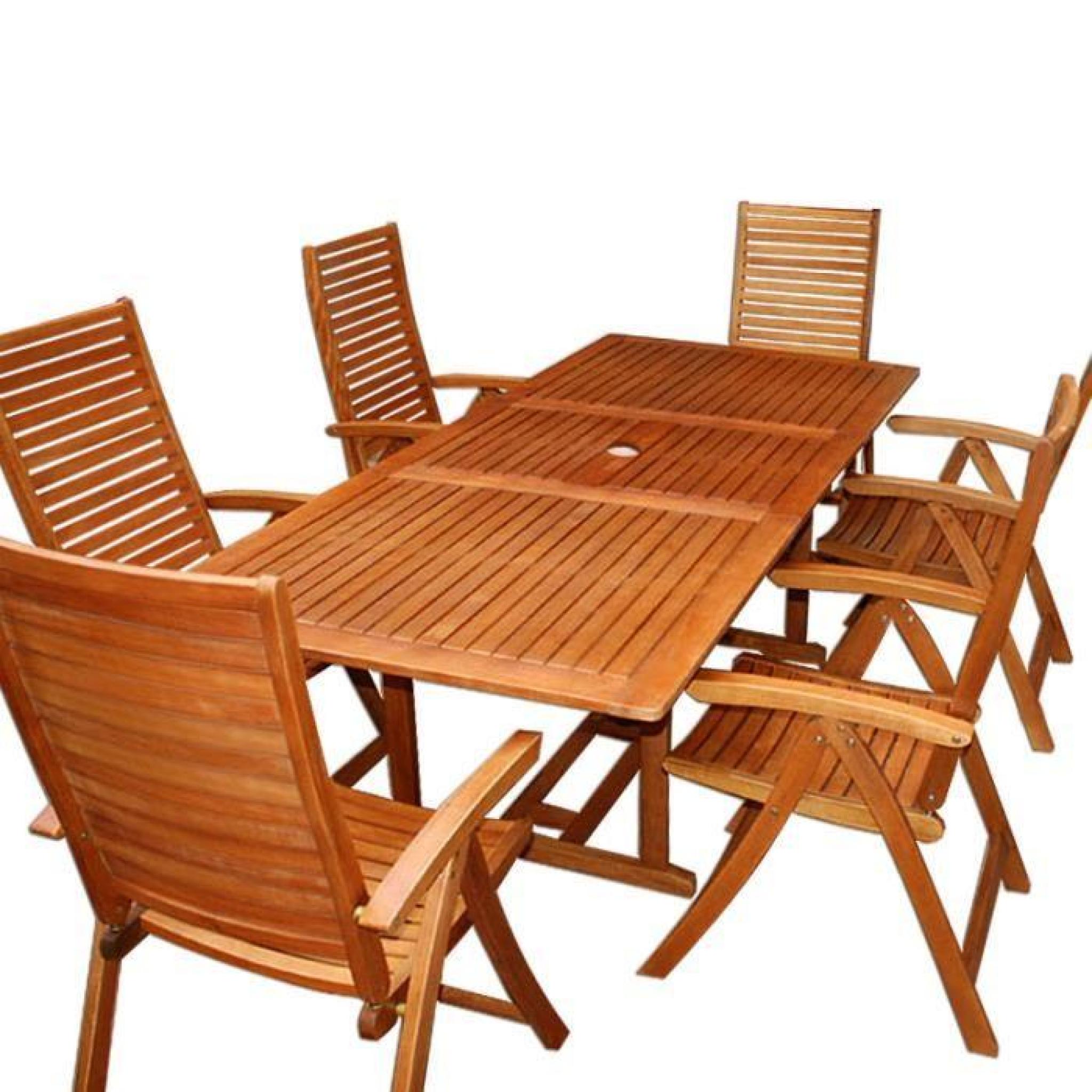 Salon de jardin eucalyptus Table chaises en bois pas cher