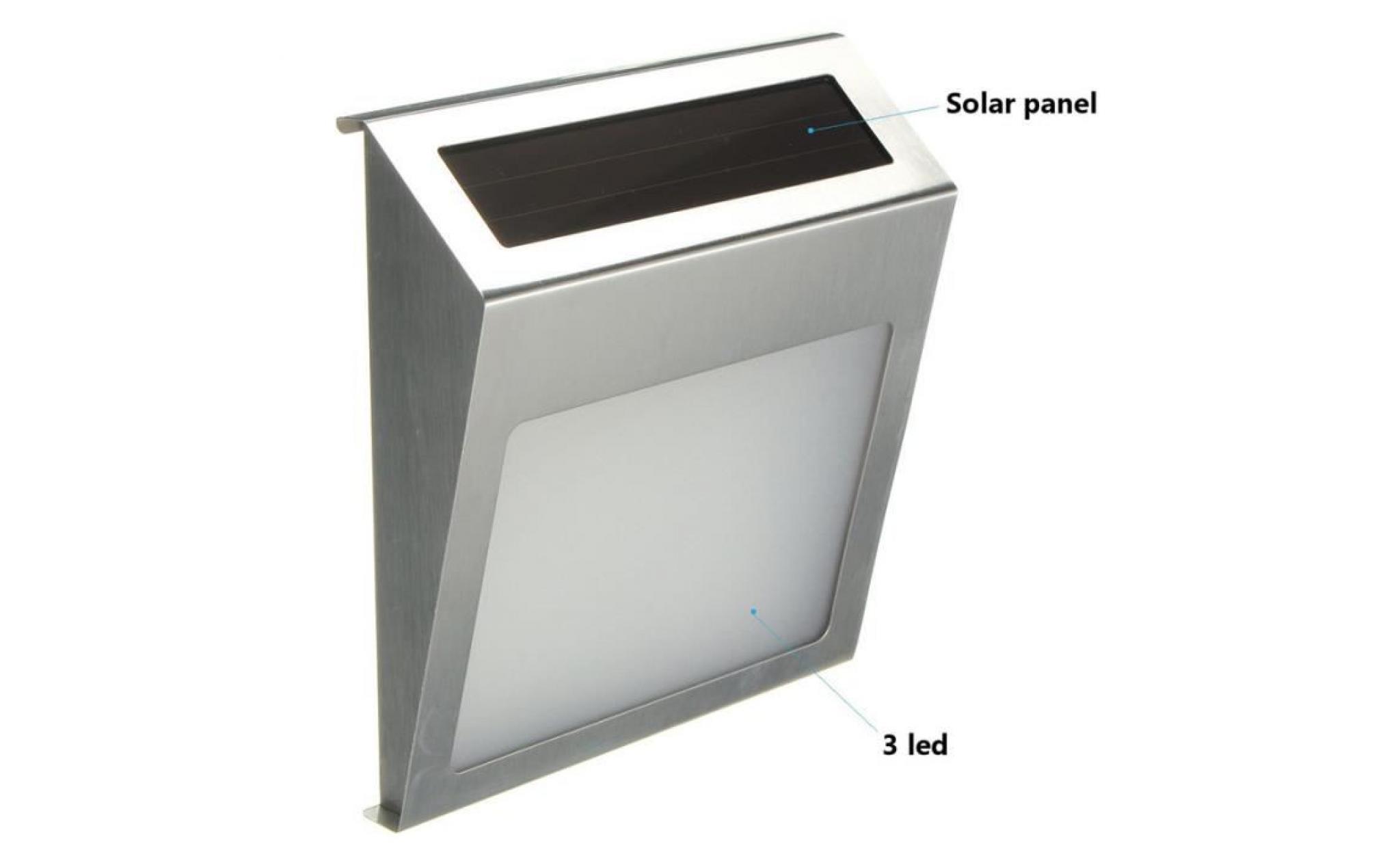neufu 3led applique de porte plaque solaire énergie 1.2v / 600mah lampe murale acier inoxydable pas cher